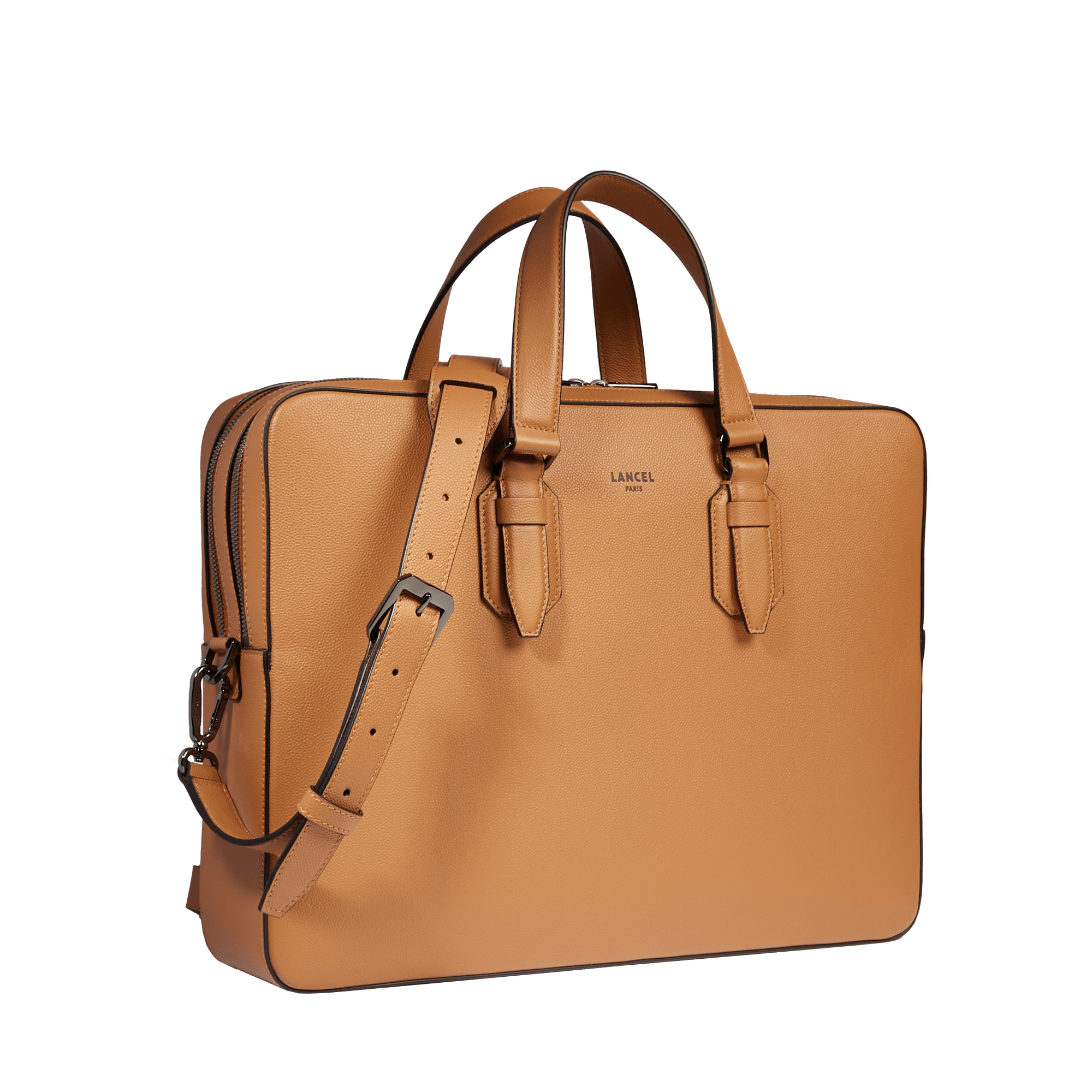 Porte-documents zippé 15"6 charlie de lancel en cuir LANCEL Marron