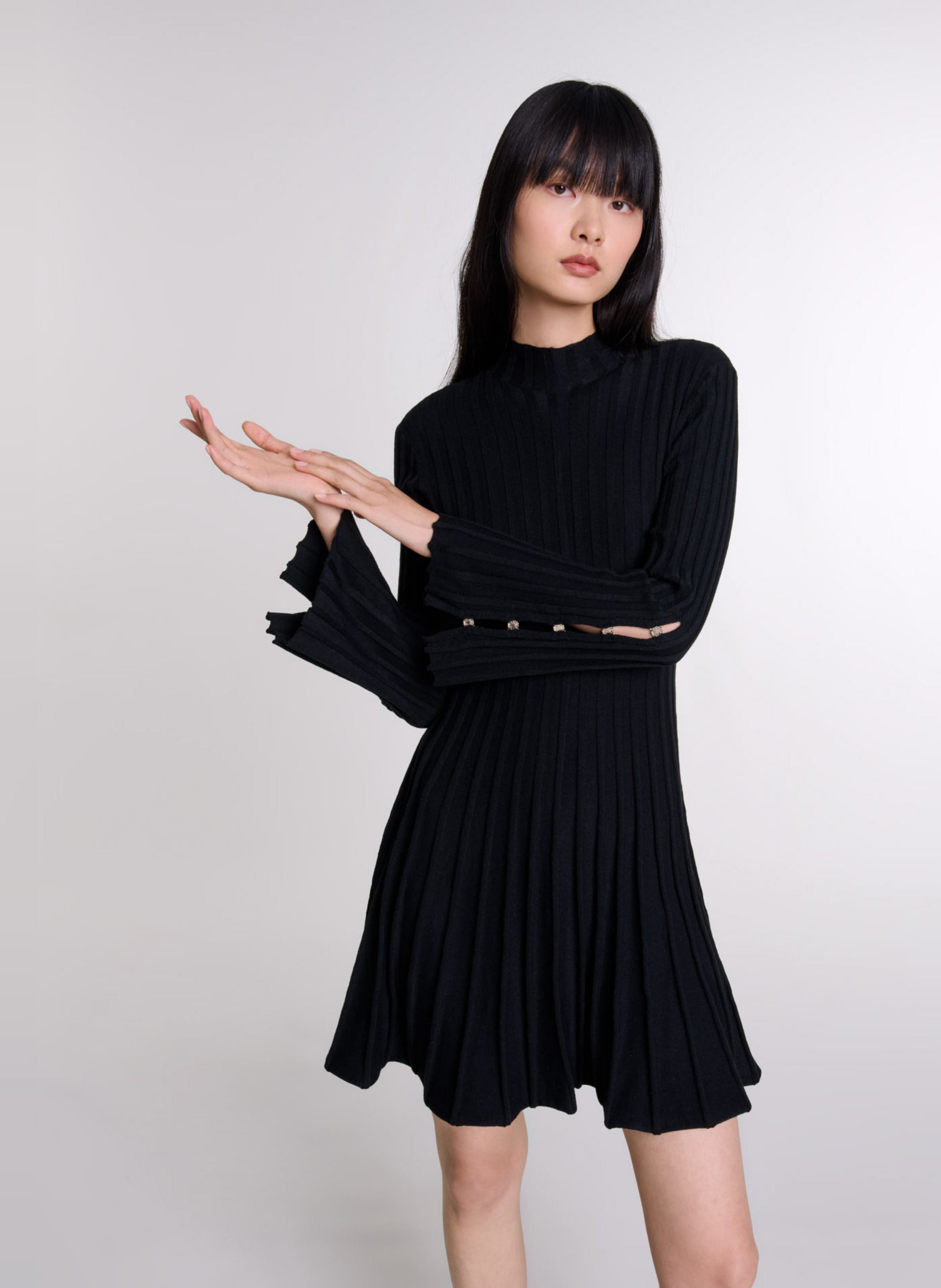 Robe courte col rond MAJE Noir