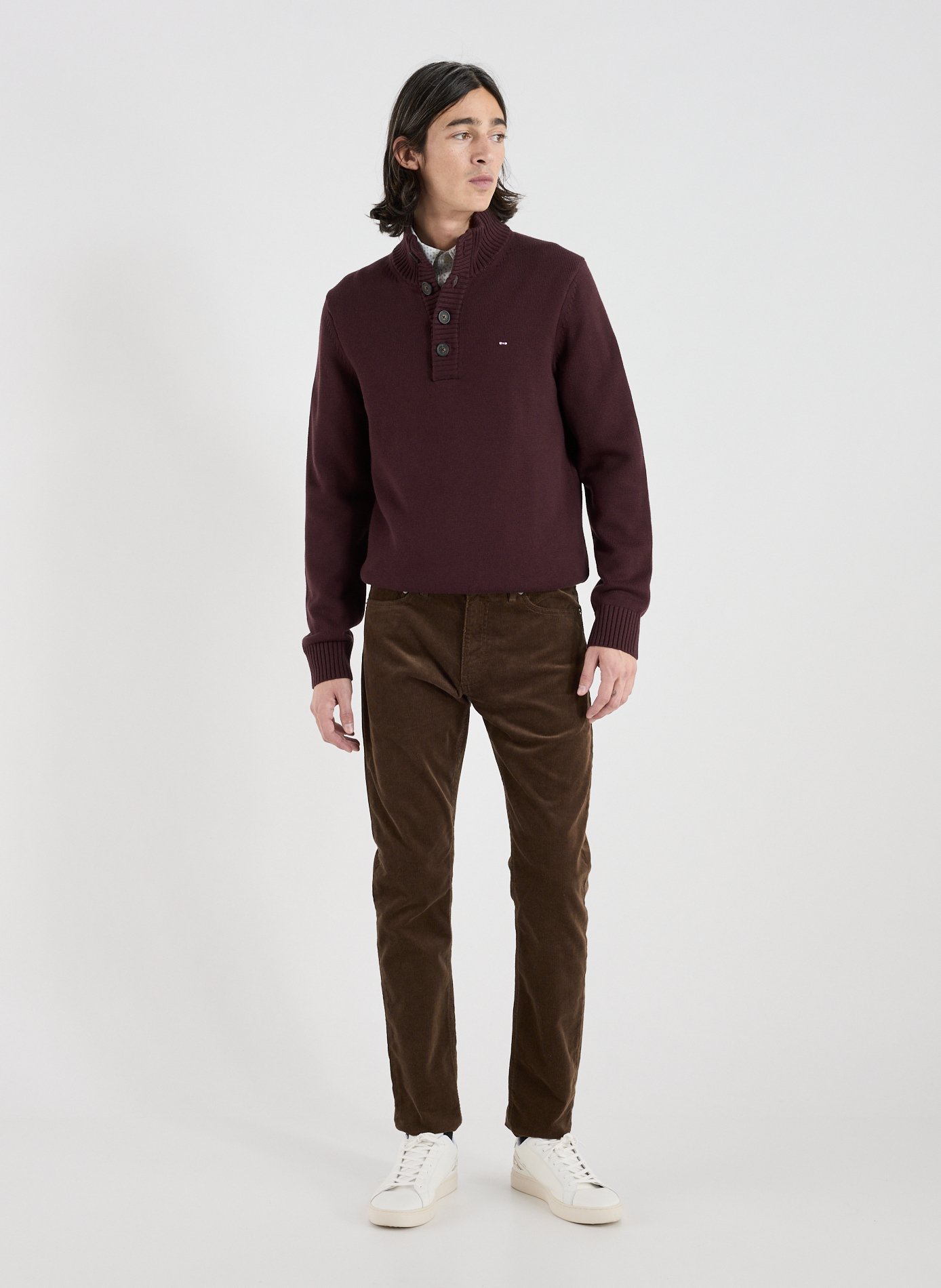 Wool and cotton high-neck sweater EDEN PARK Red