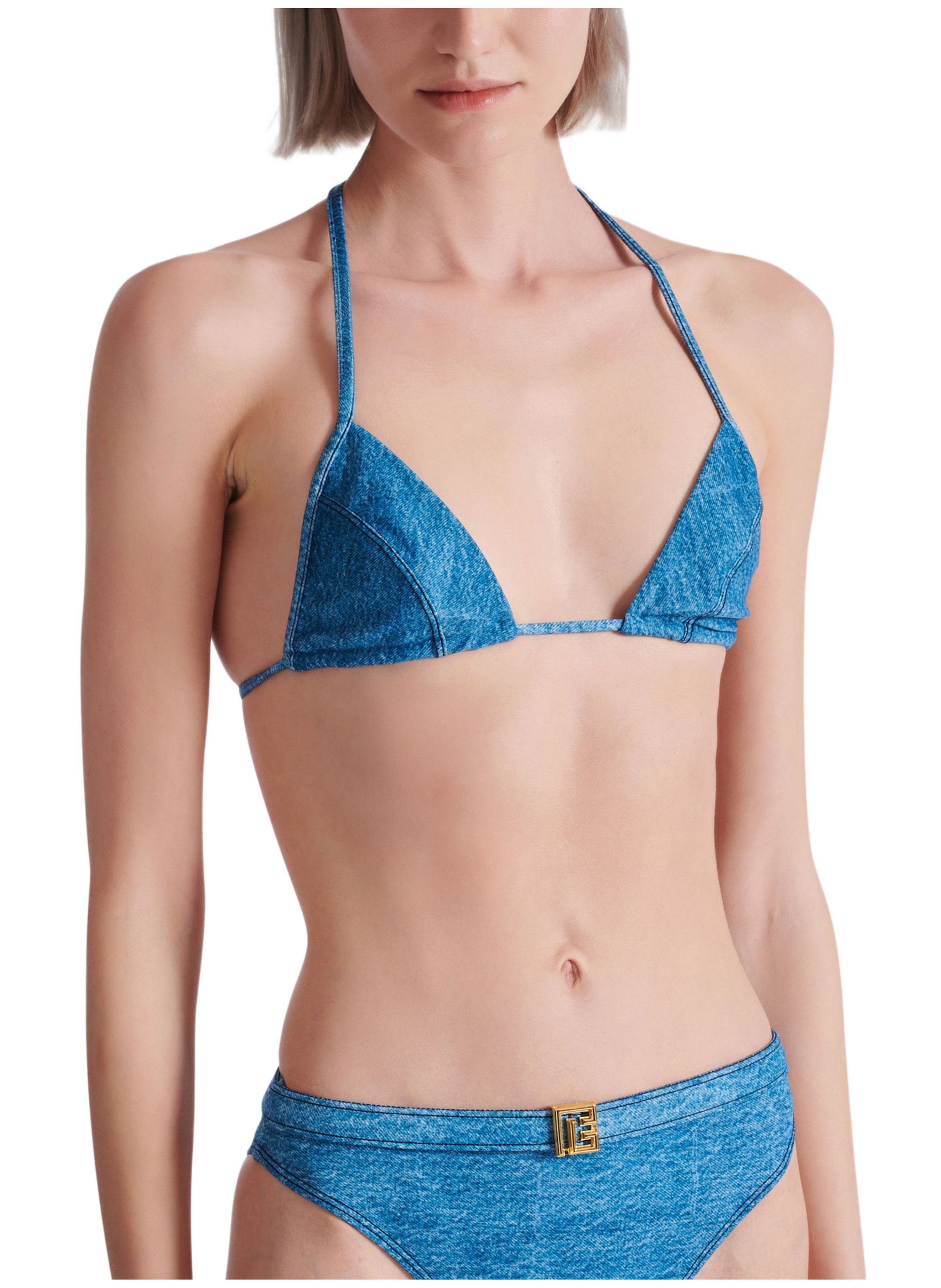 Maillot de bain 2 pièces denim BALMAIN Bleu