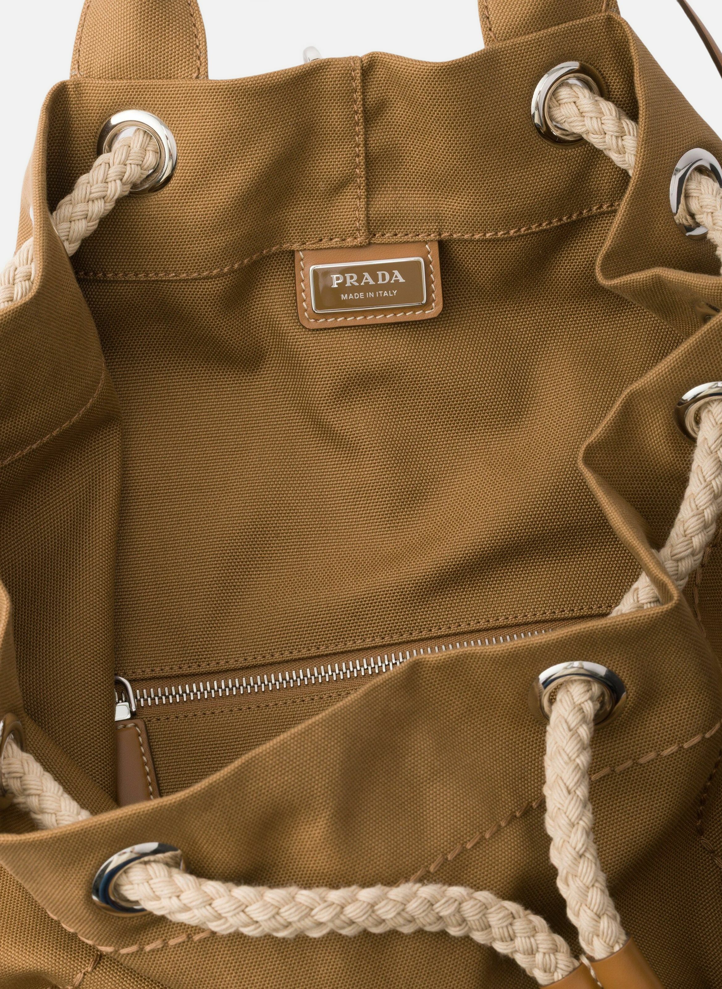 Sac de sport en toile avec cordon de serrage PRADA Marron