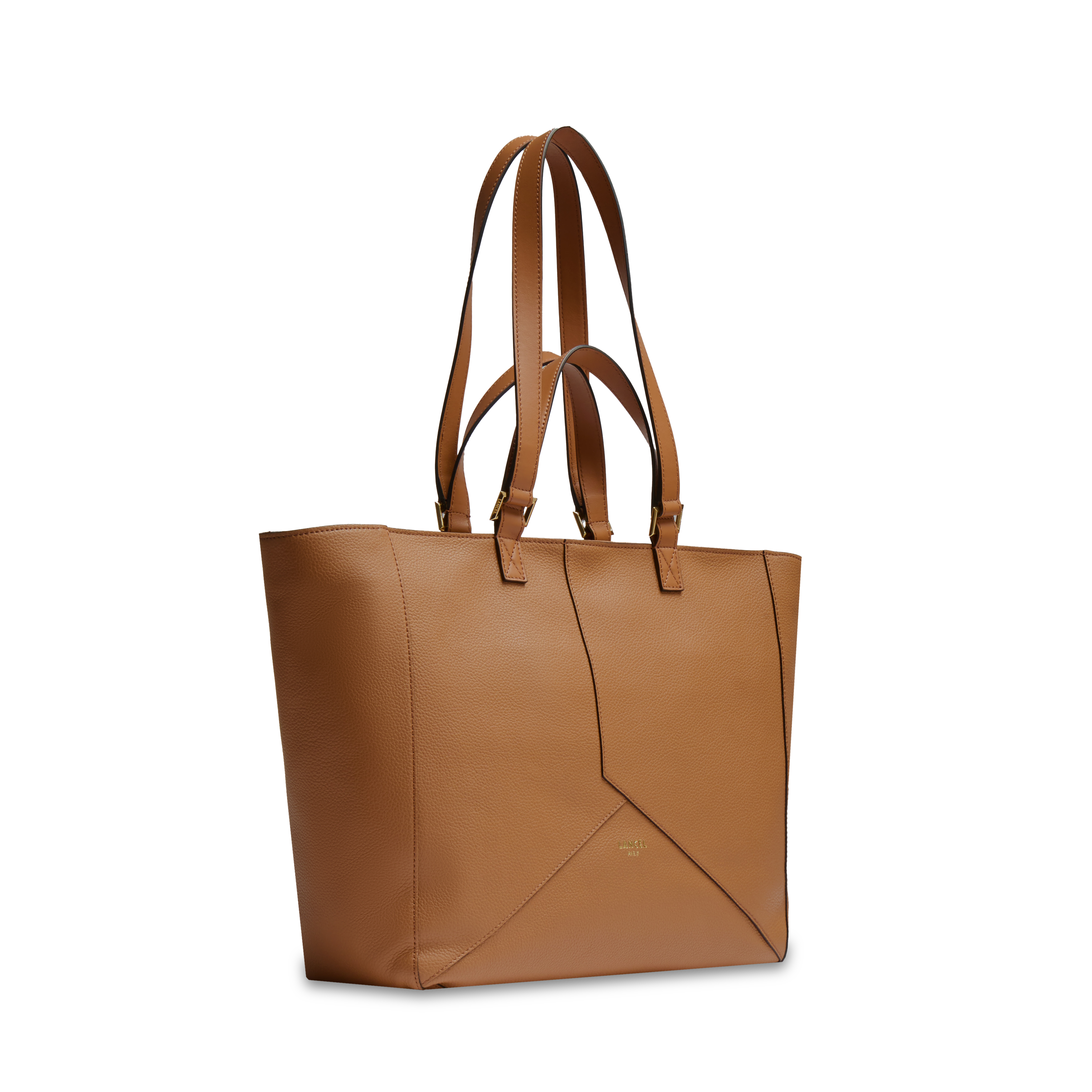 Sac cabas zippé m double porté enveloppe de lancel en cuir LANCEL Marron