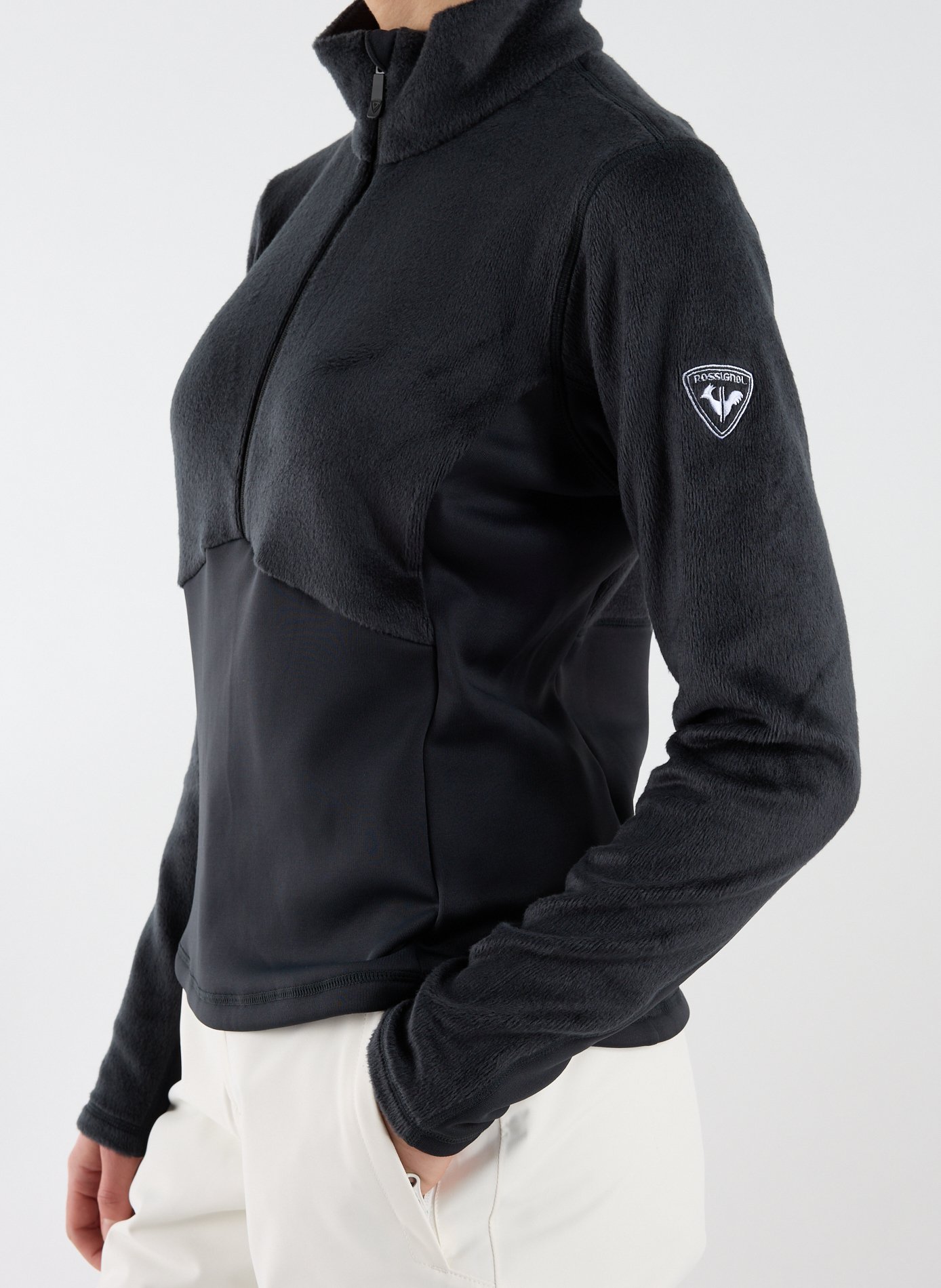 Pull col montant en polaire à demi zip  ROSSIGNOL Noir