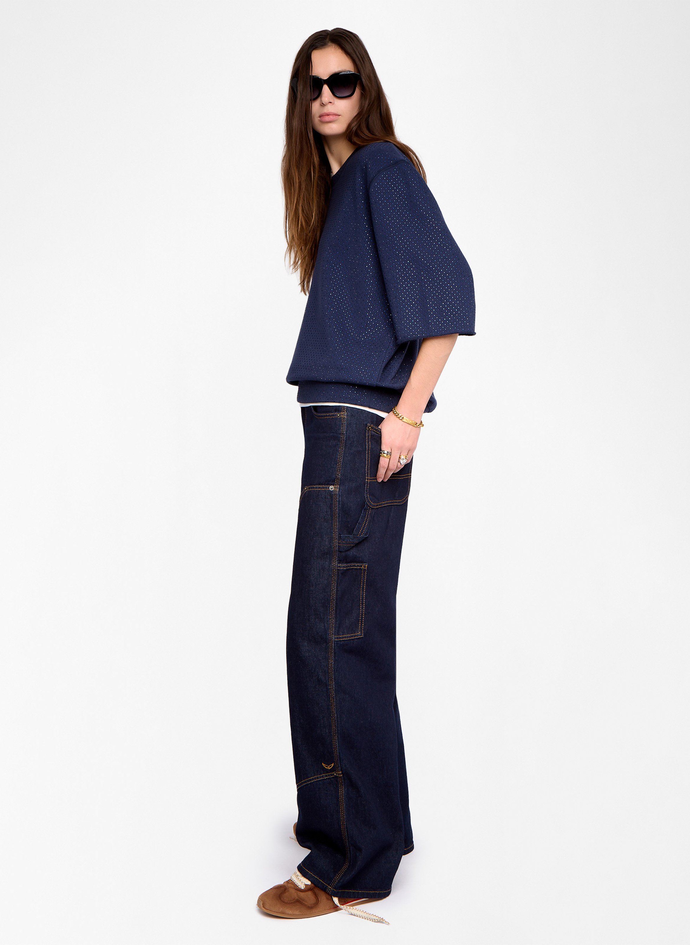 Sweat col rond en coton mélangé edmond ZADIG&VOLTAIRE Bleu