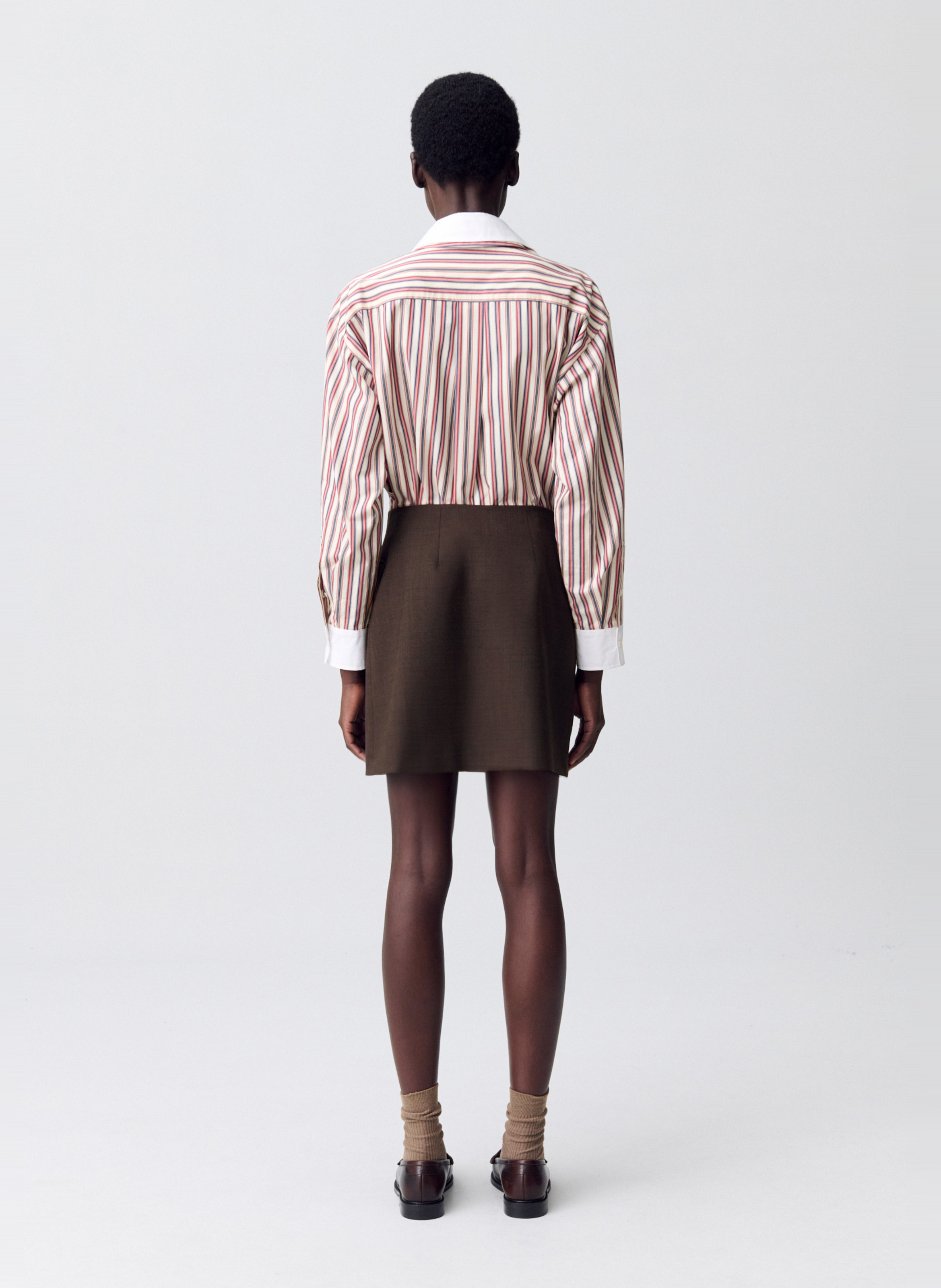 Jupe courte droite en laine mélangée sienna CLAUDIE PIERLOT Marron