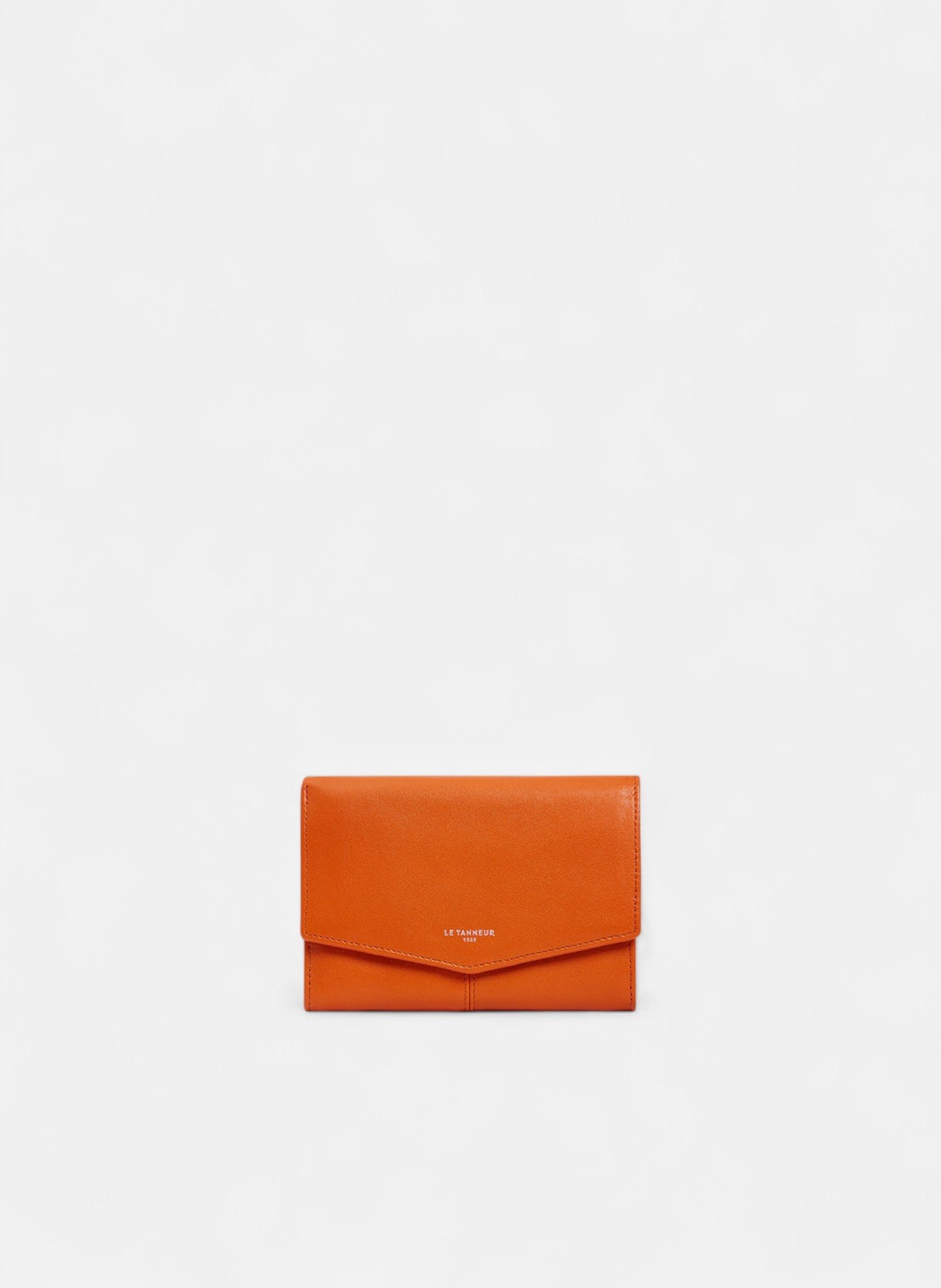 Portefeuille moyen modèle charlotte en cuir lisse LE TANNEUR Orange