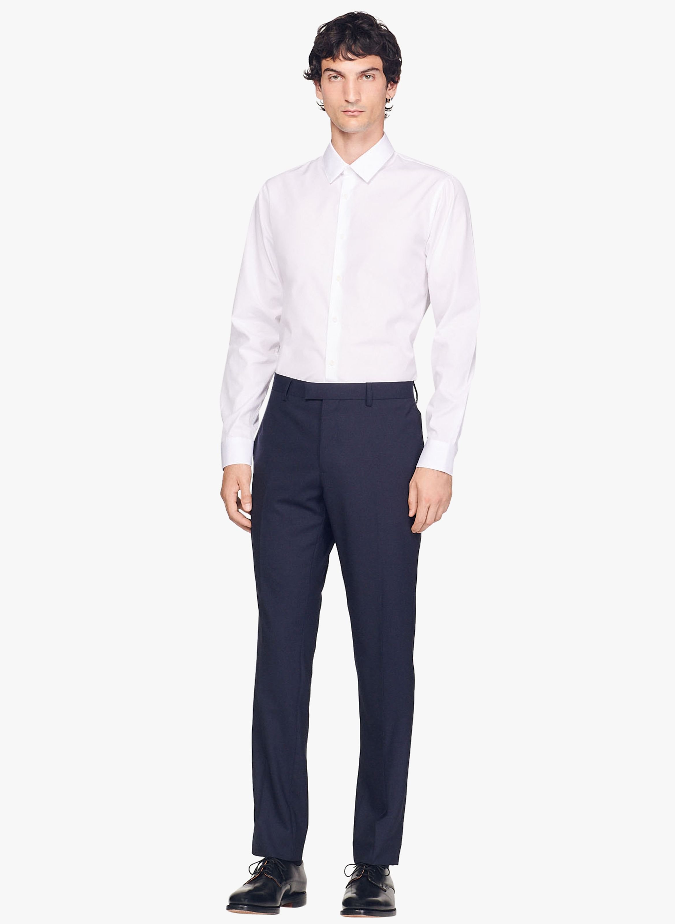 Pantalon de costume regular-fit en laine SANDRO Bleu