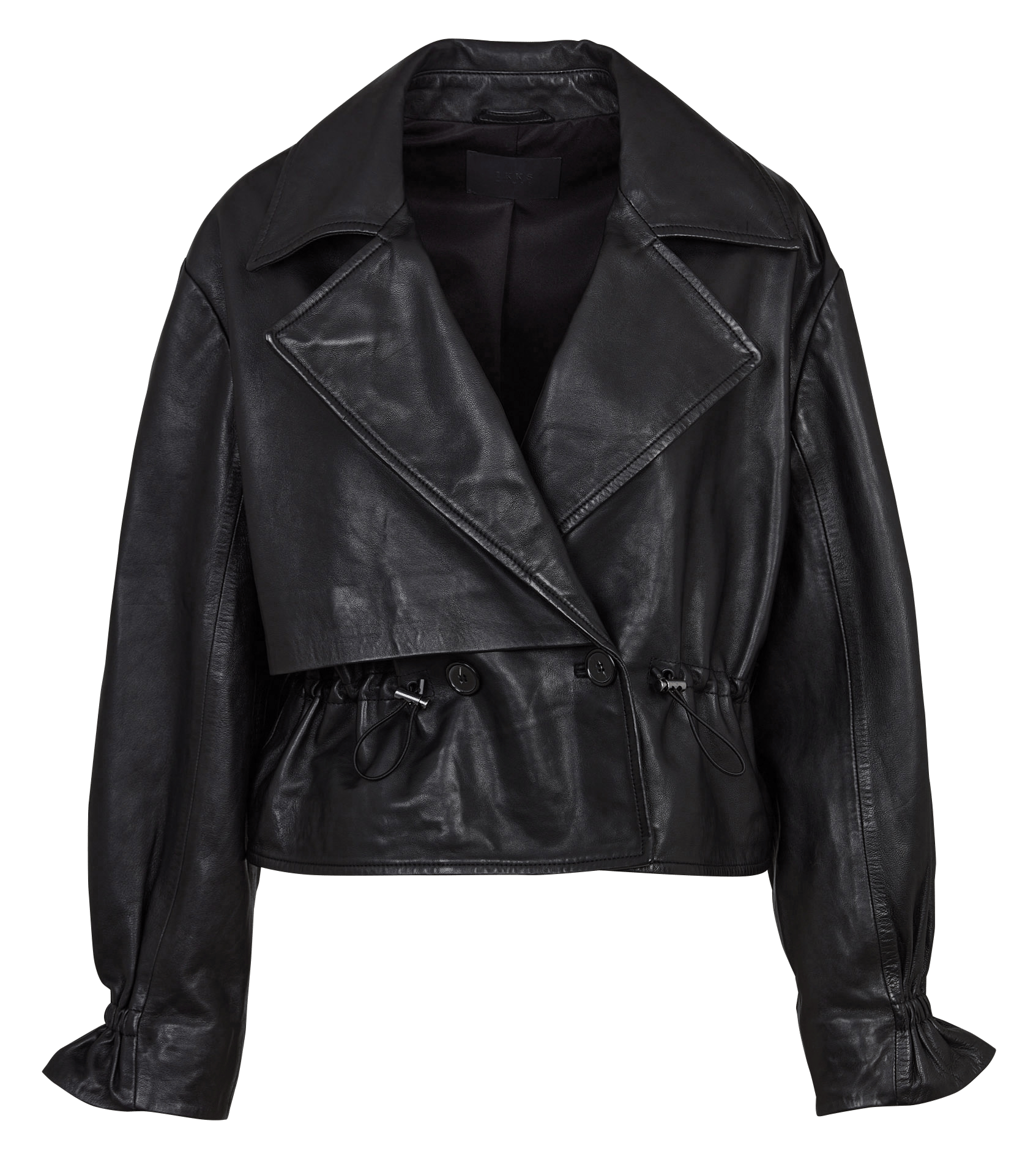 Veste oversize col tailleur en cuir IKKS Noir