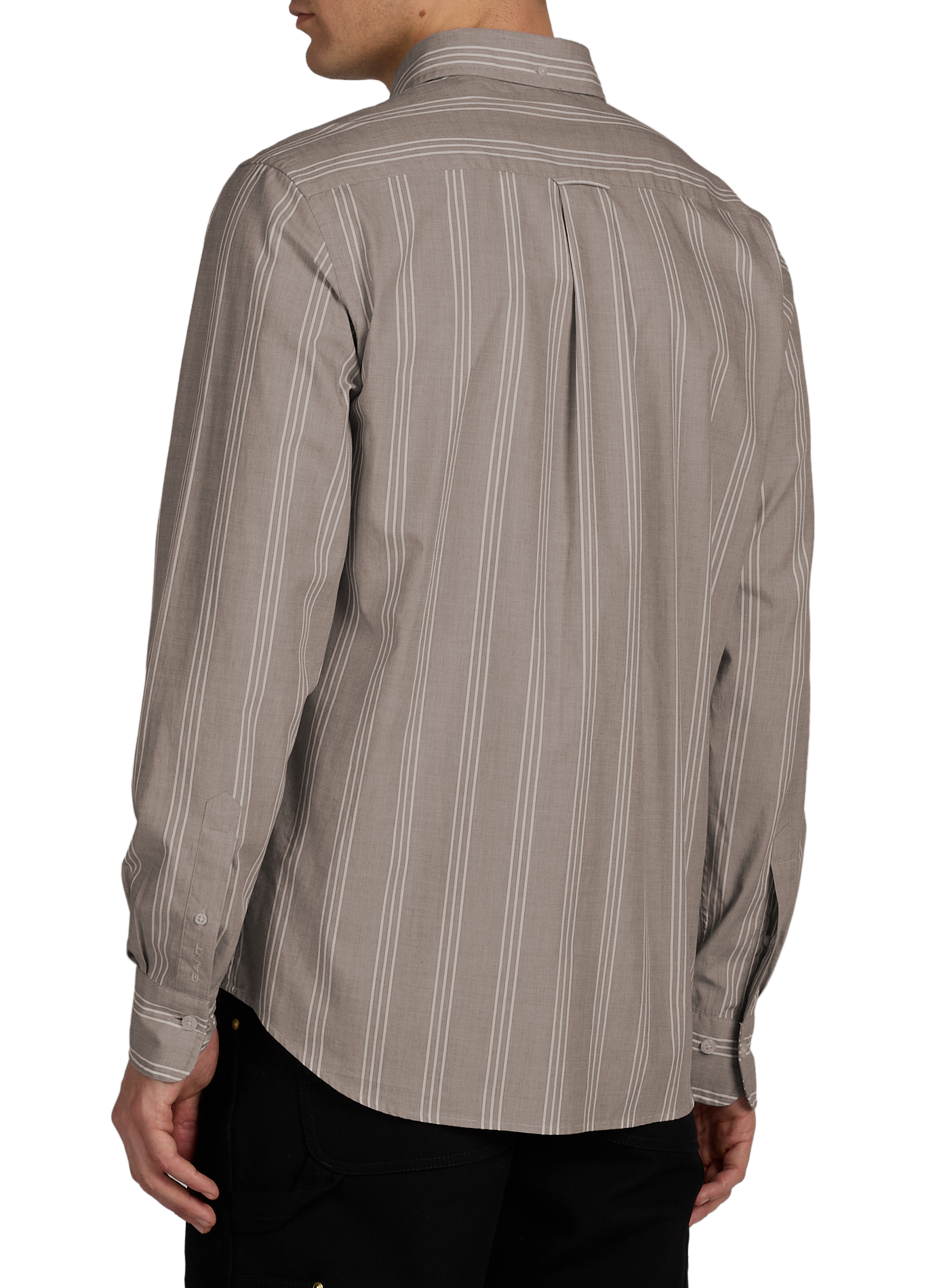 Chemise à rayures col américain en coton GANT Marron