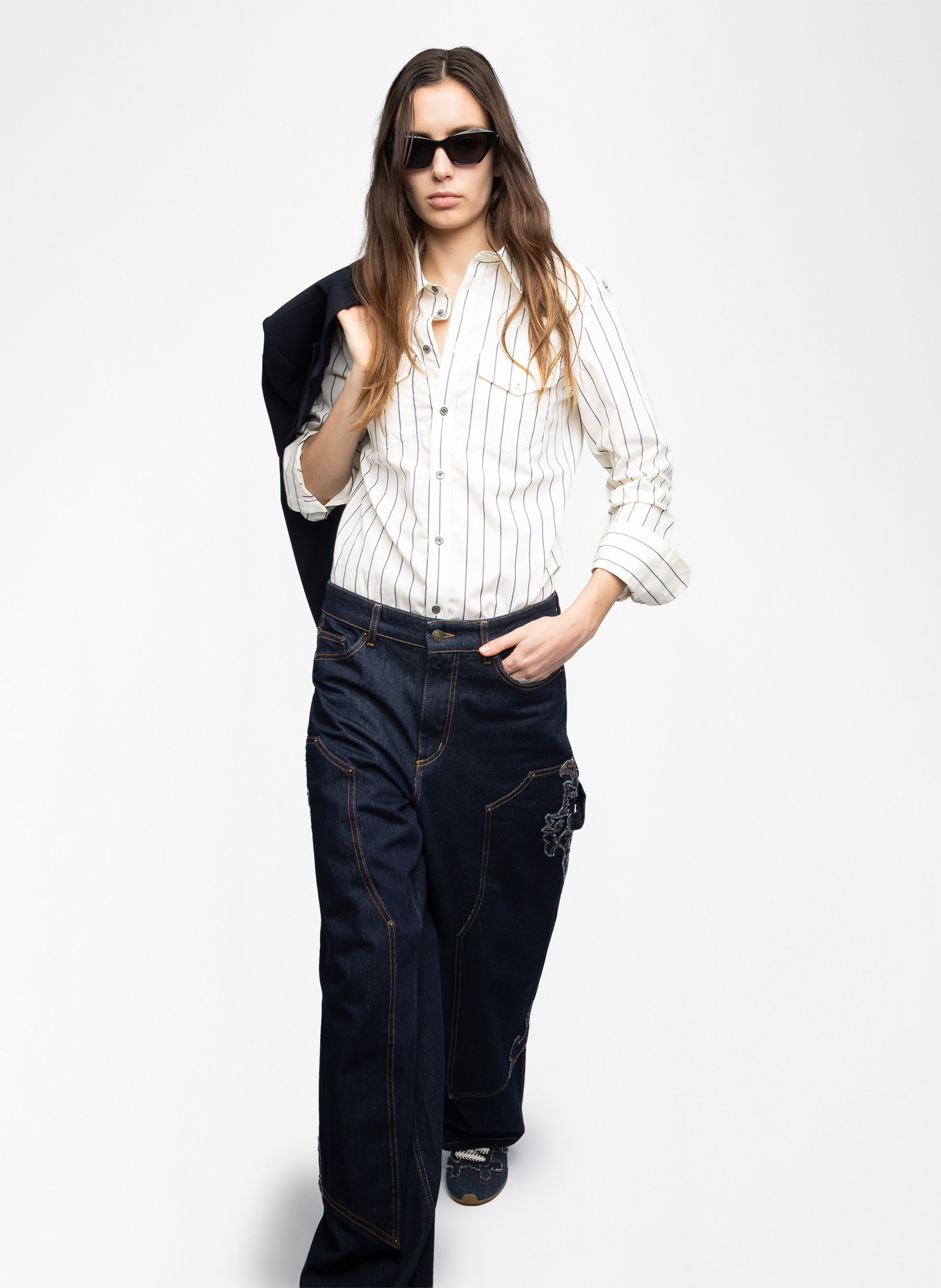 Chemise droite col classique en coton rayé thelma ZADIG&VOLTAIRE Jaune