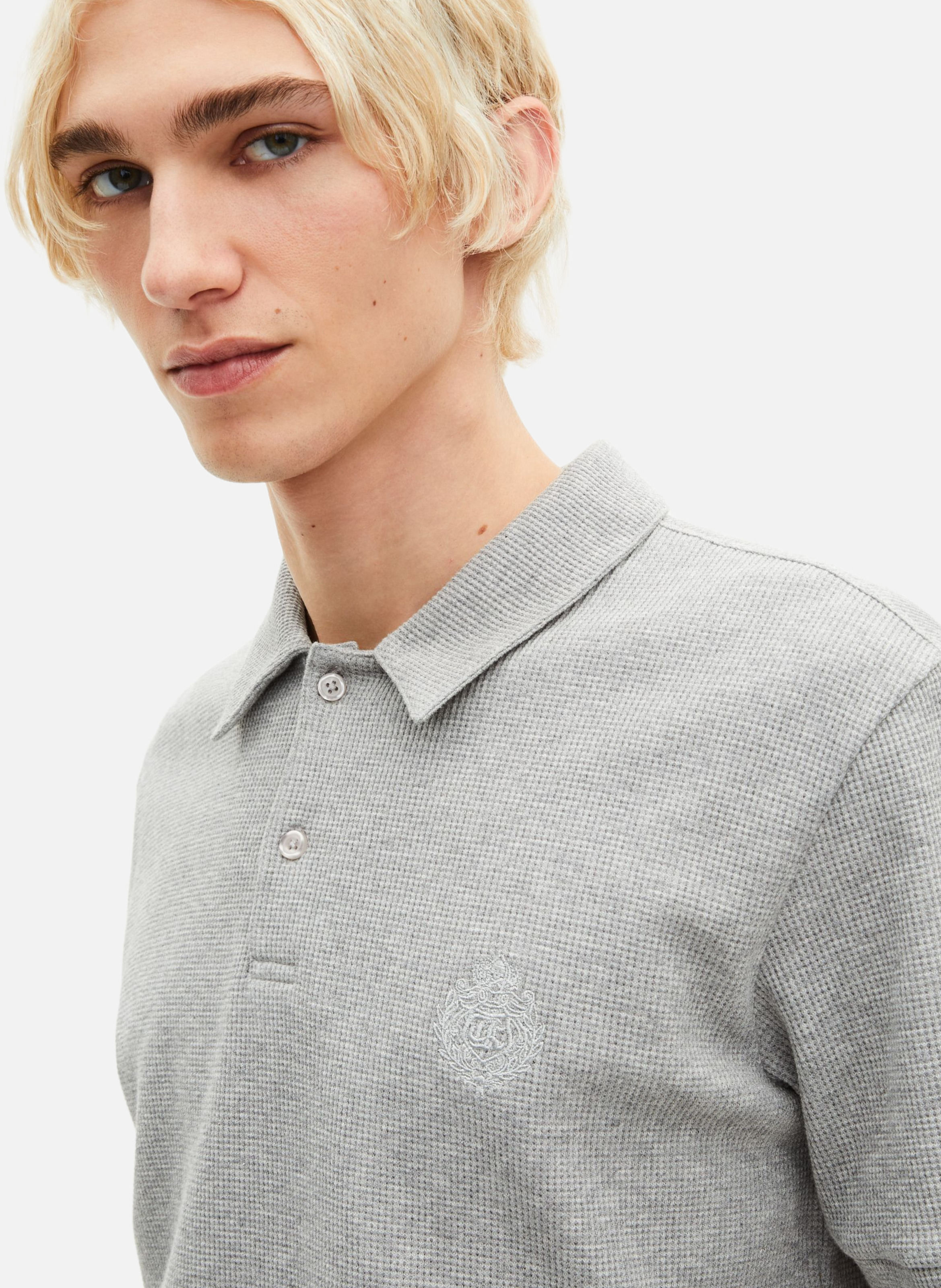 Polo en nid d'abeille avec blason THE KOOPLES Gris