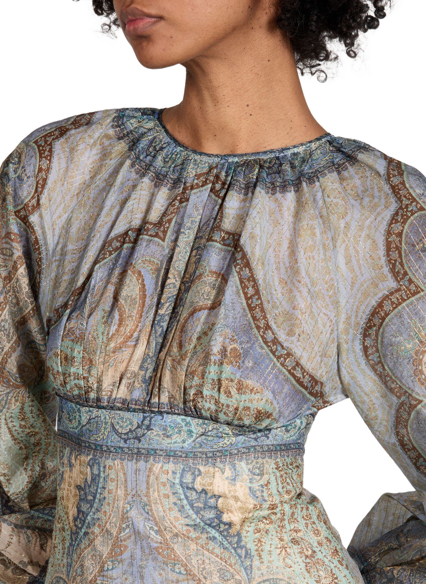 Robe ballon à imprimé en coton et soie mélangés ZIMMERMANN Multicolore