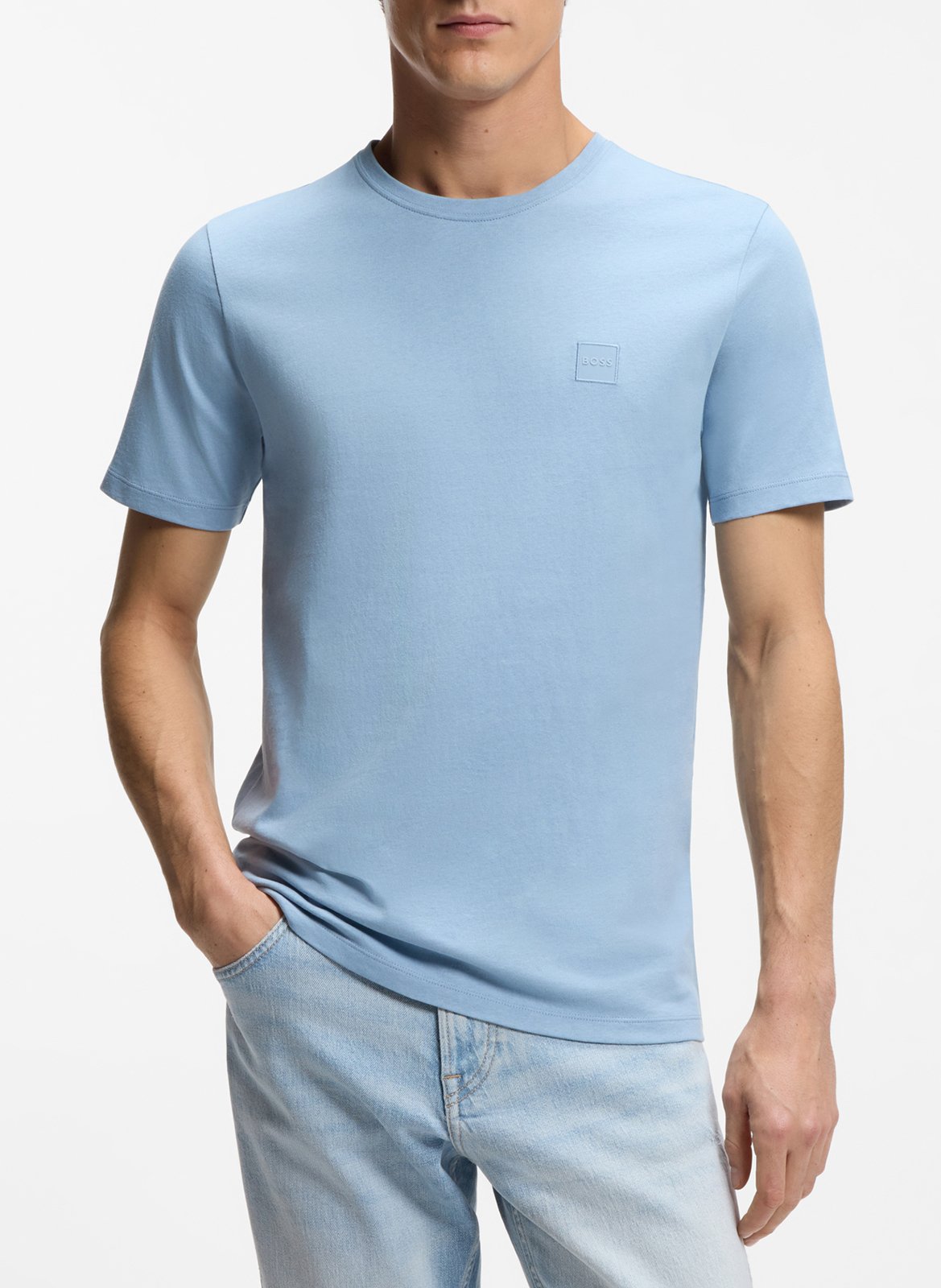 Tee-shirt à manches courtes col rond en coton BOSS Bleu