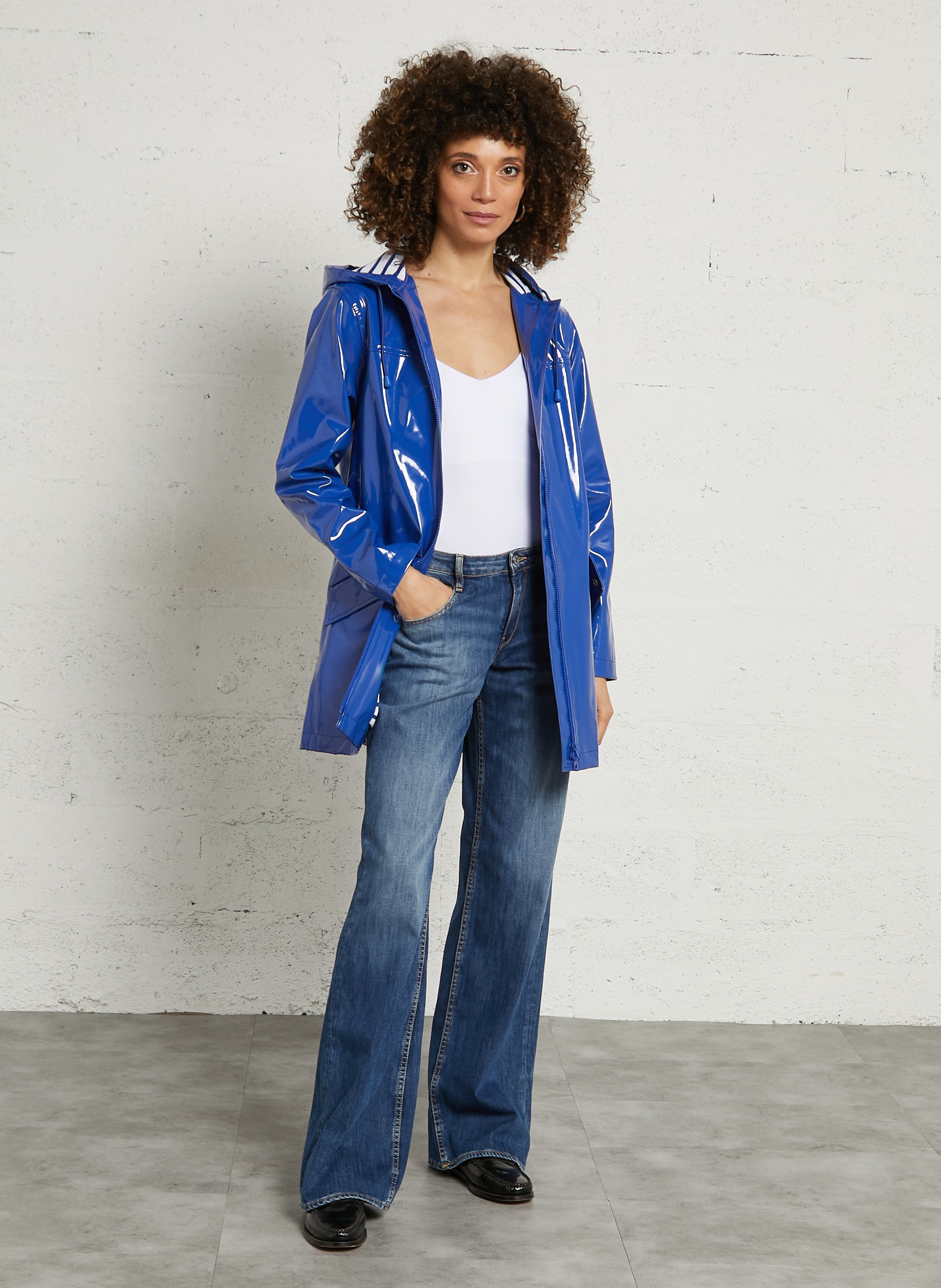 Parka cirée droite à capuche ARMOR-LUX Bleu