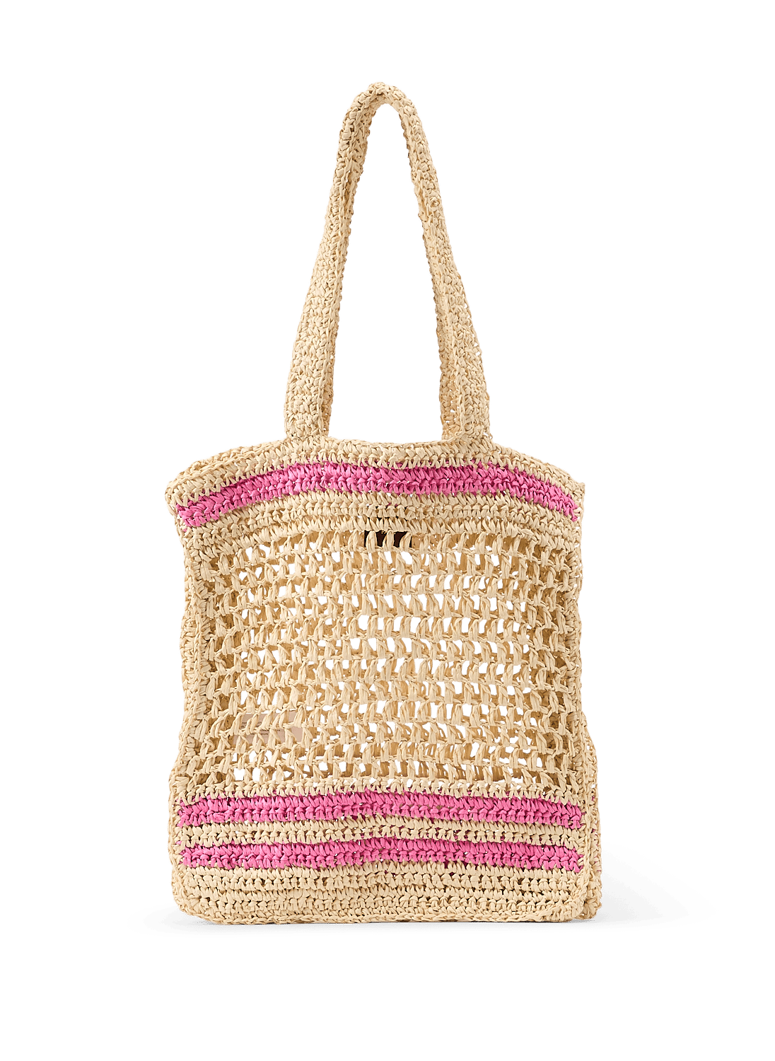 Panier paperstraw ouvert rayé AU PRINTEMPS PARIS Rose