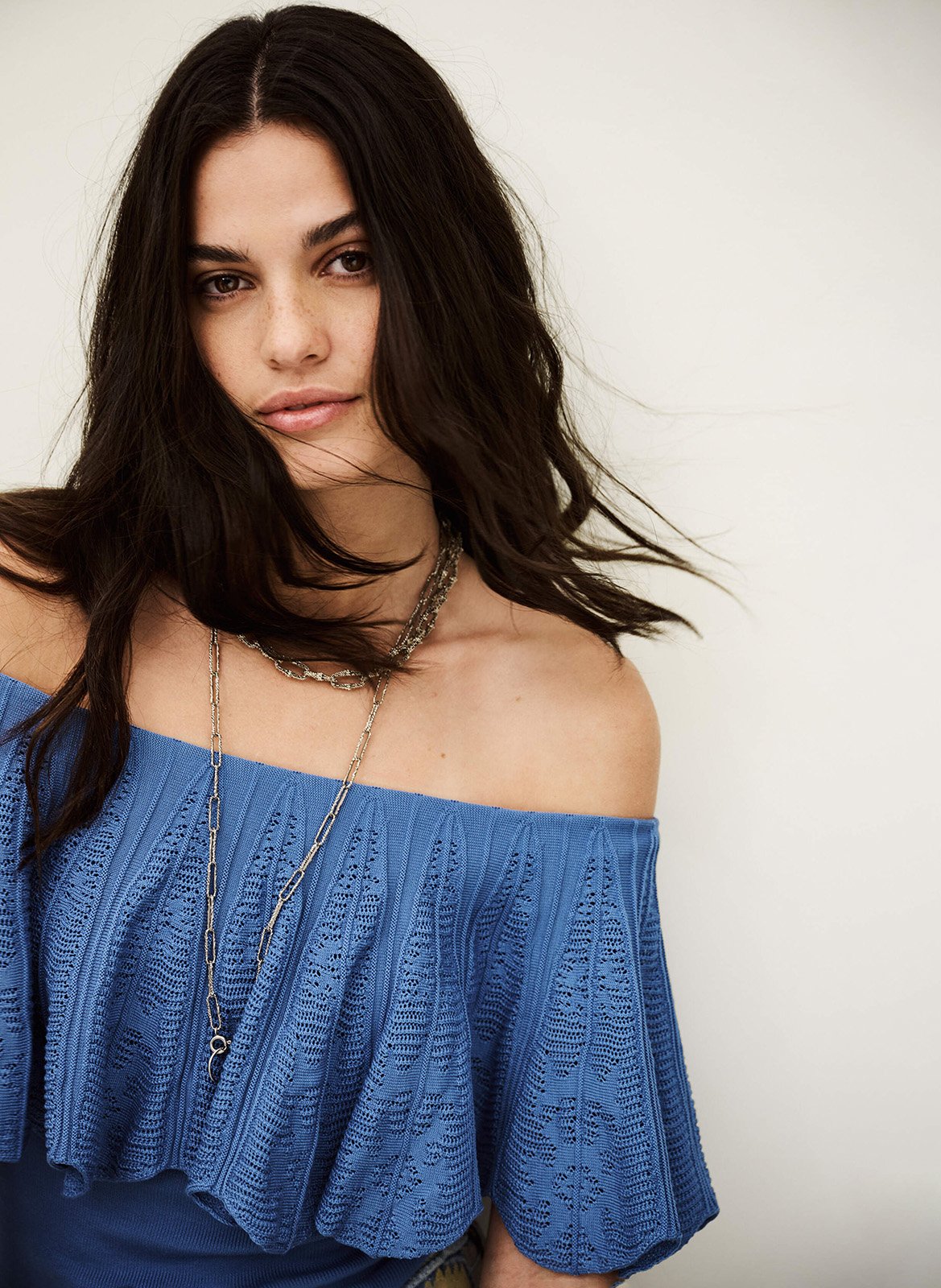 Top bardot en maille ajourée salda BA&SH Bleu