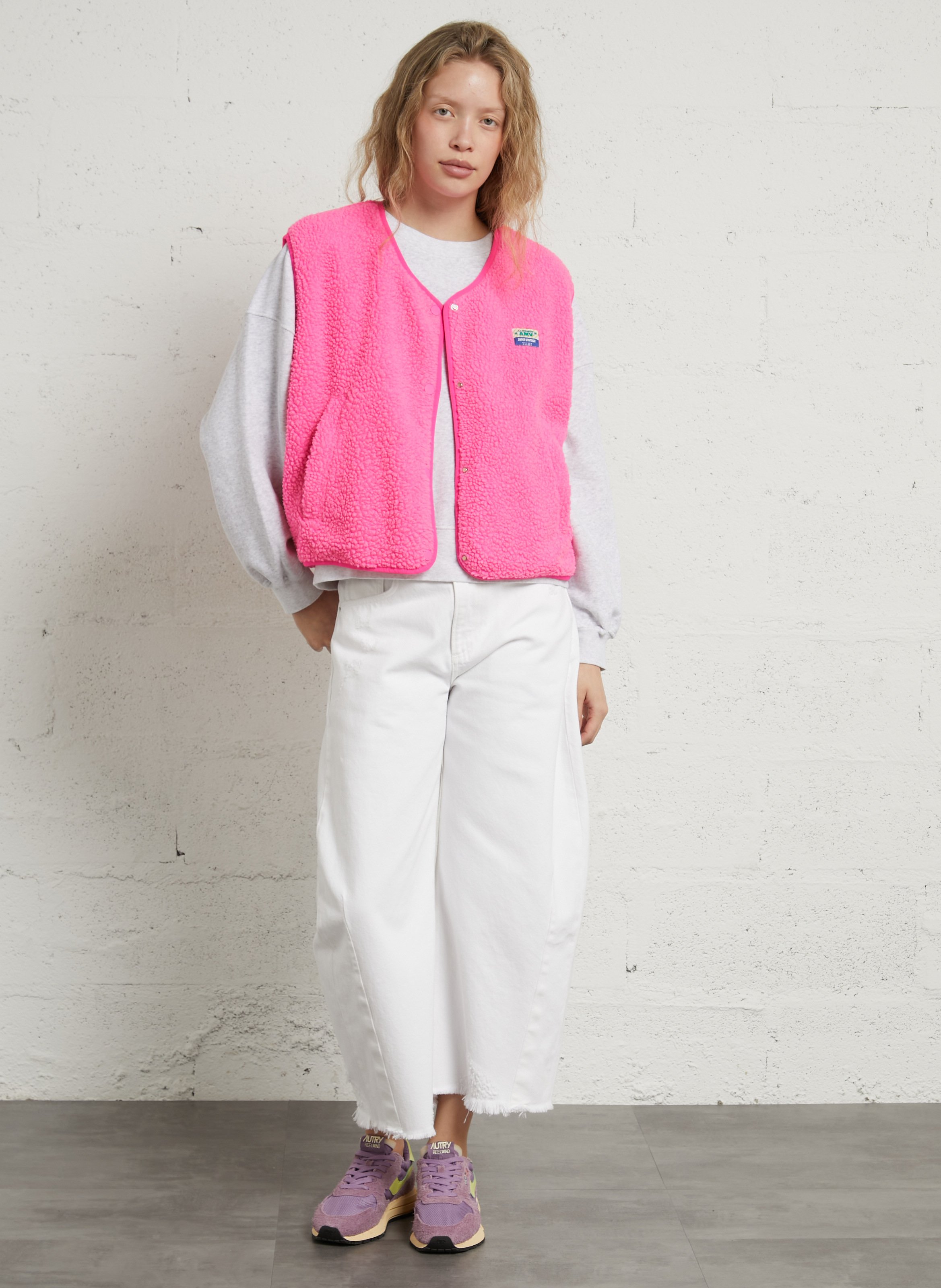 Gilet col rond molletonné sans manches hoktown AMERICAN VINTAGE Rose