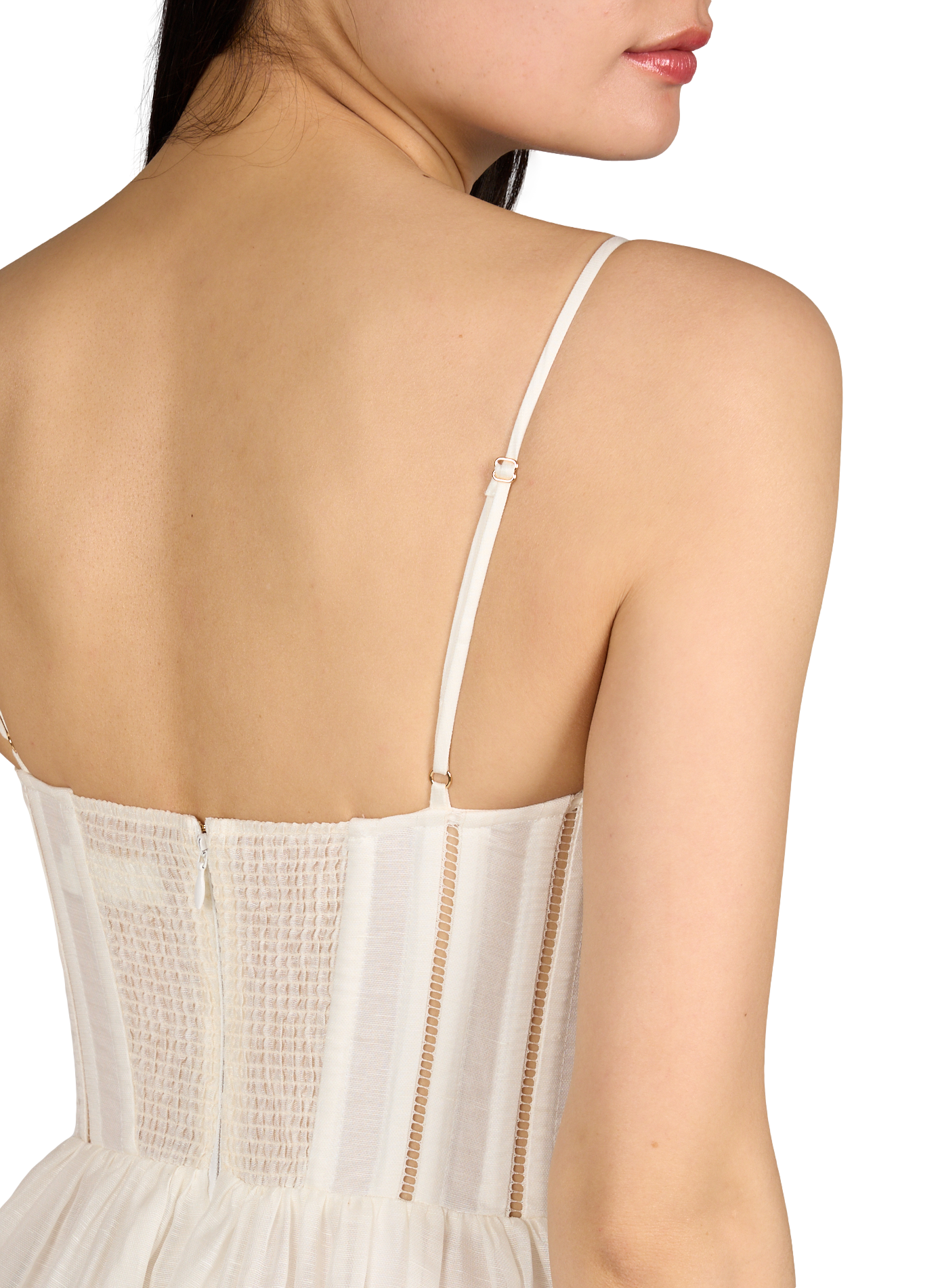 Robe midi évasée en lin et soie ZIMMERMANN Blanc