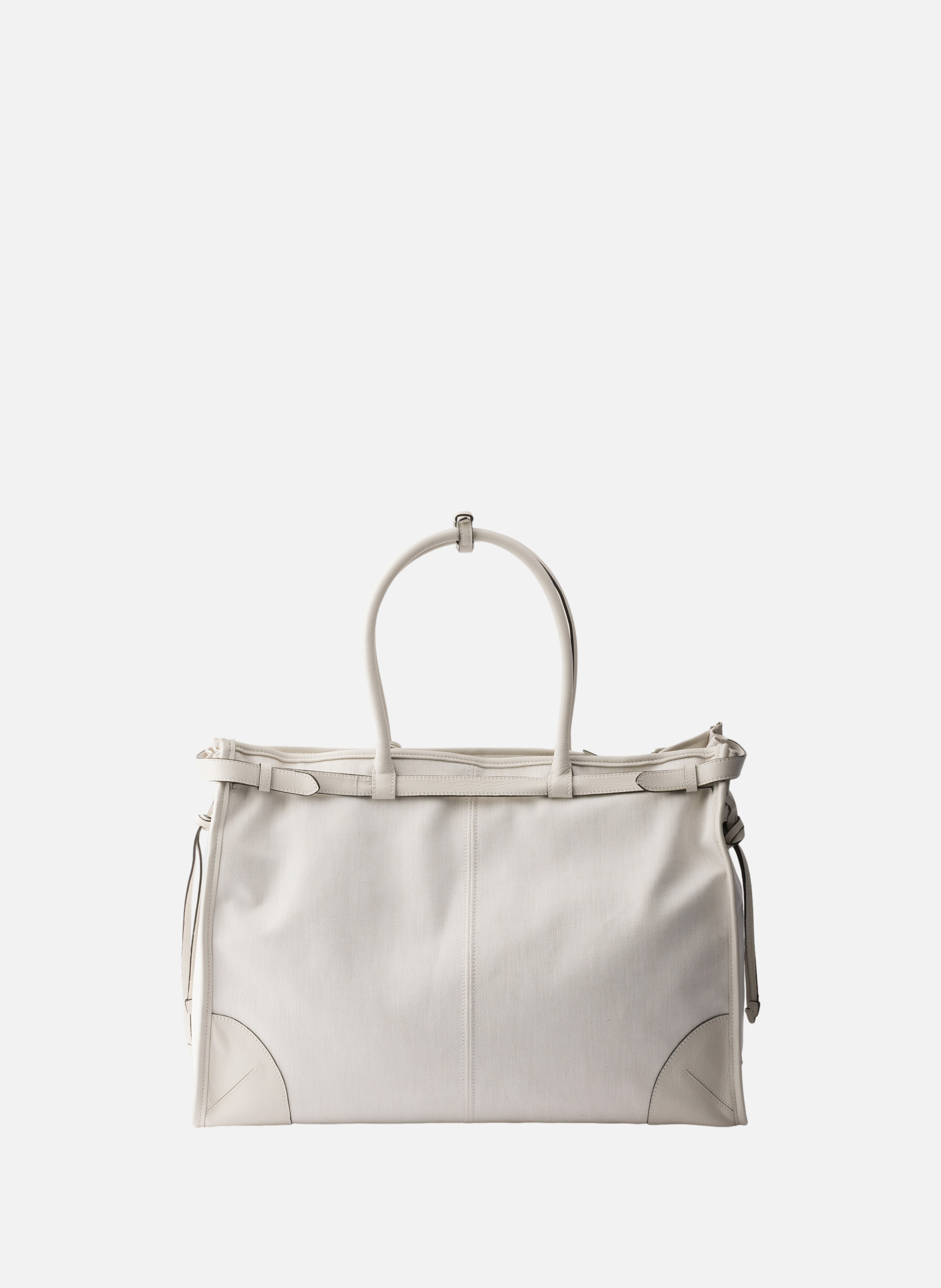 Cabas prada bonnie en denim et cuir PRADA Blanc
