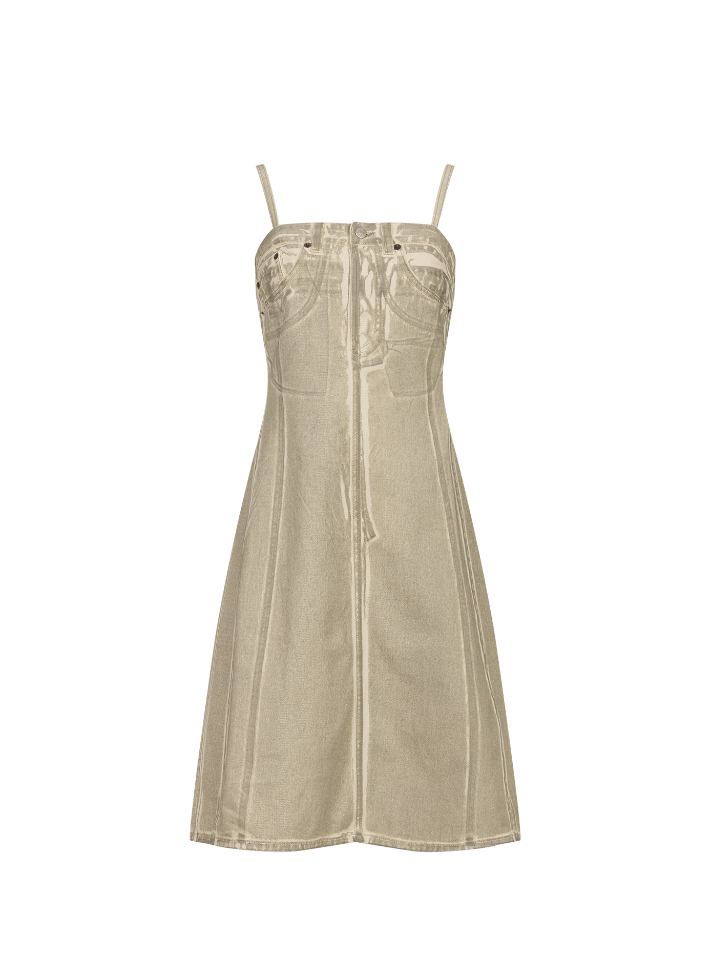 Dress with 3D pleats print and removable cotton straps ACNE STUDIOS Beige