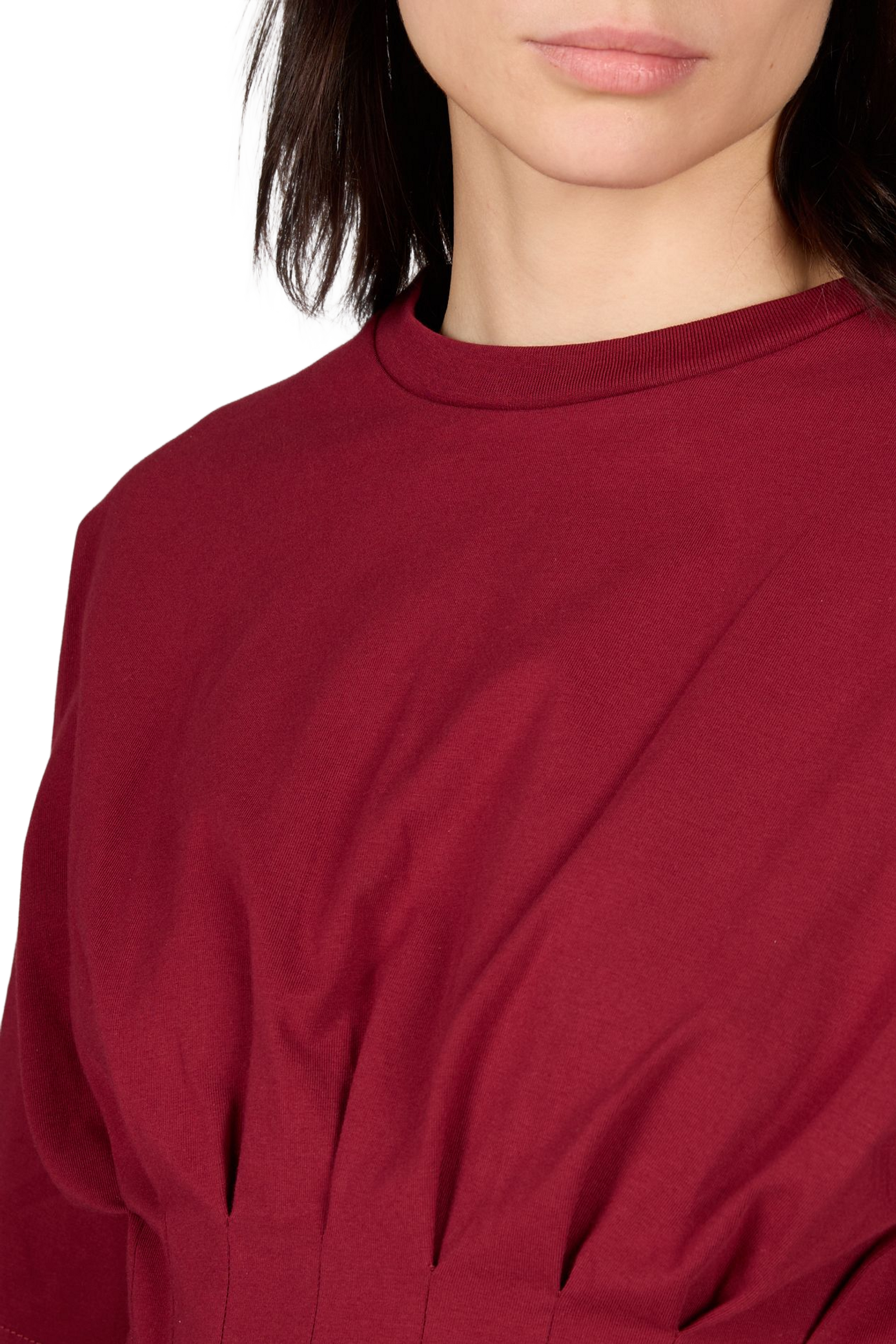 Eng anliegendes T-Shirt mit Falten aus gemischter Baumwolle GESTUZ Rot