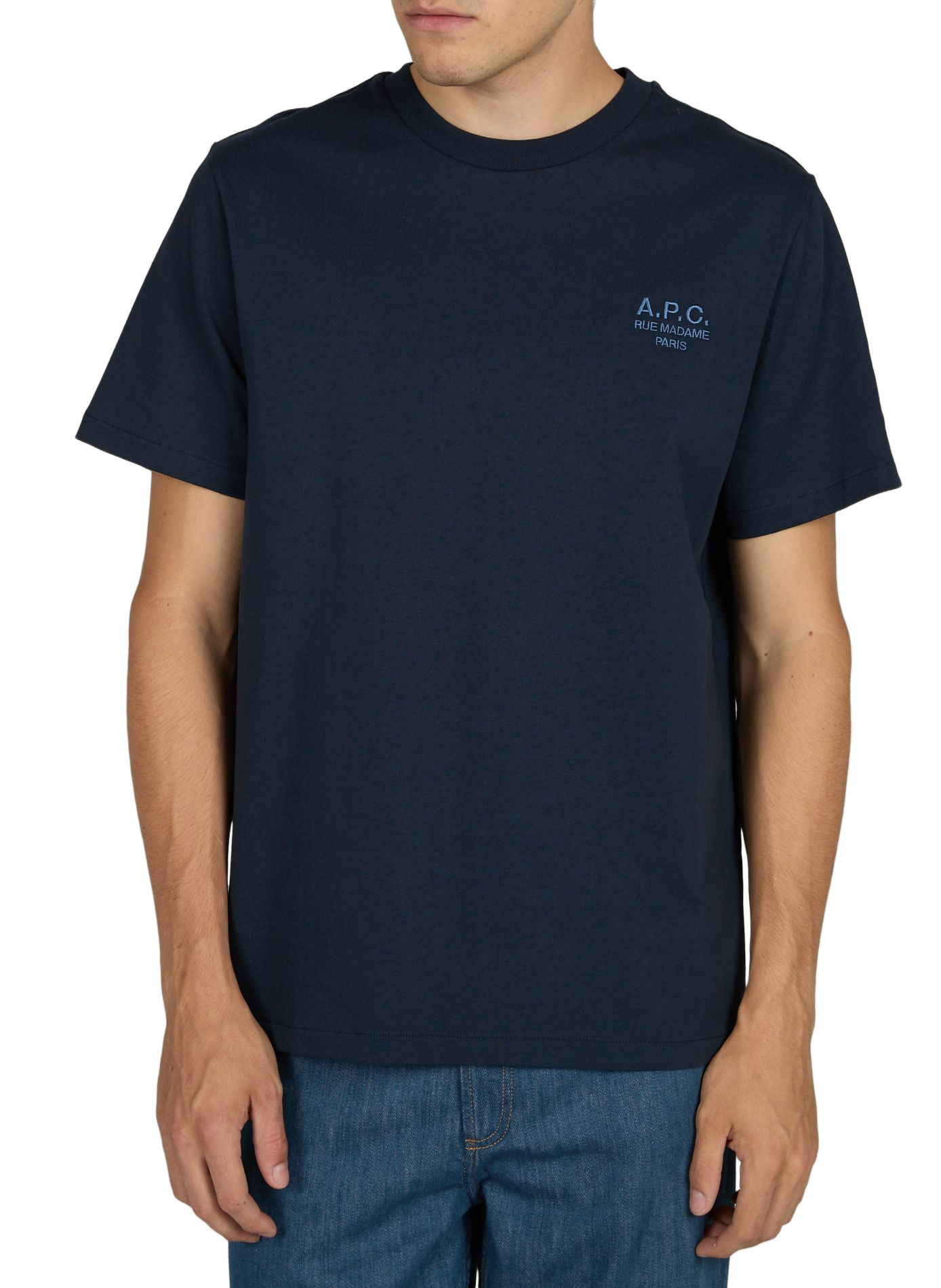 T-shirt à col rond en coton A.P.C. Bleu