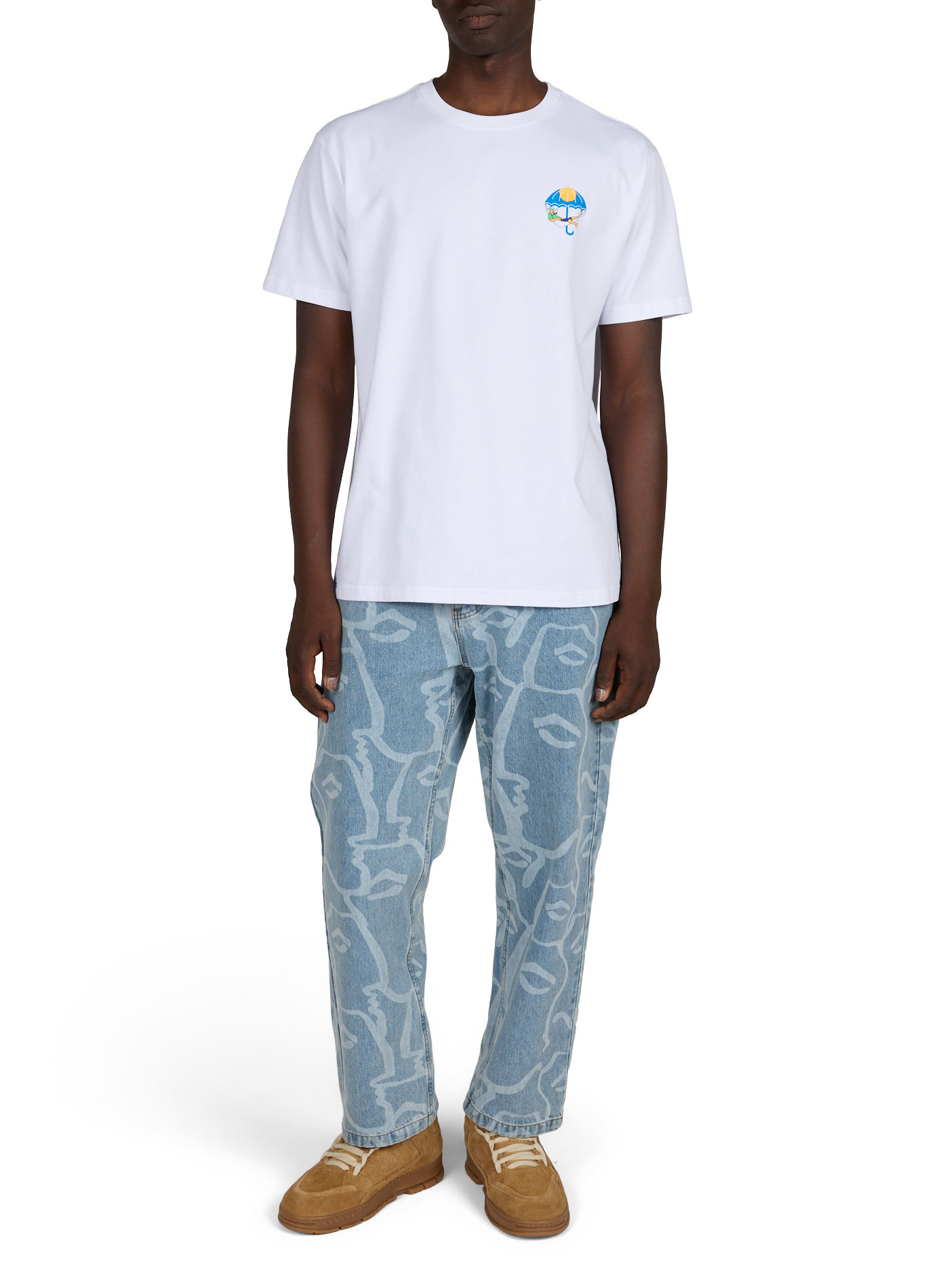 Round neck screen-printed t-shirt HELAS CAPS White