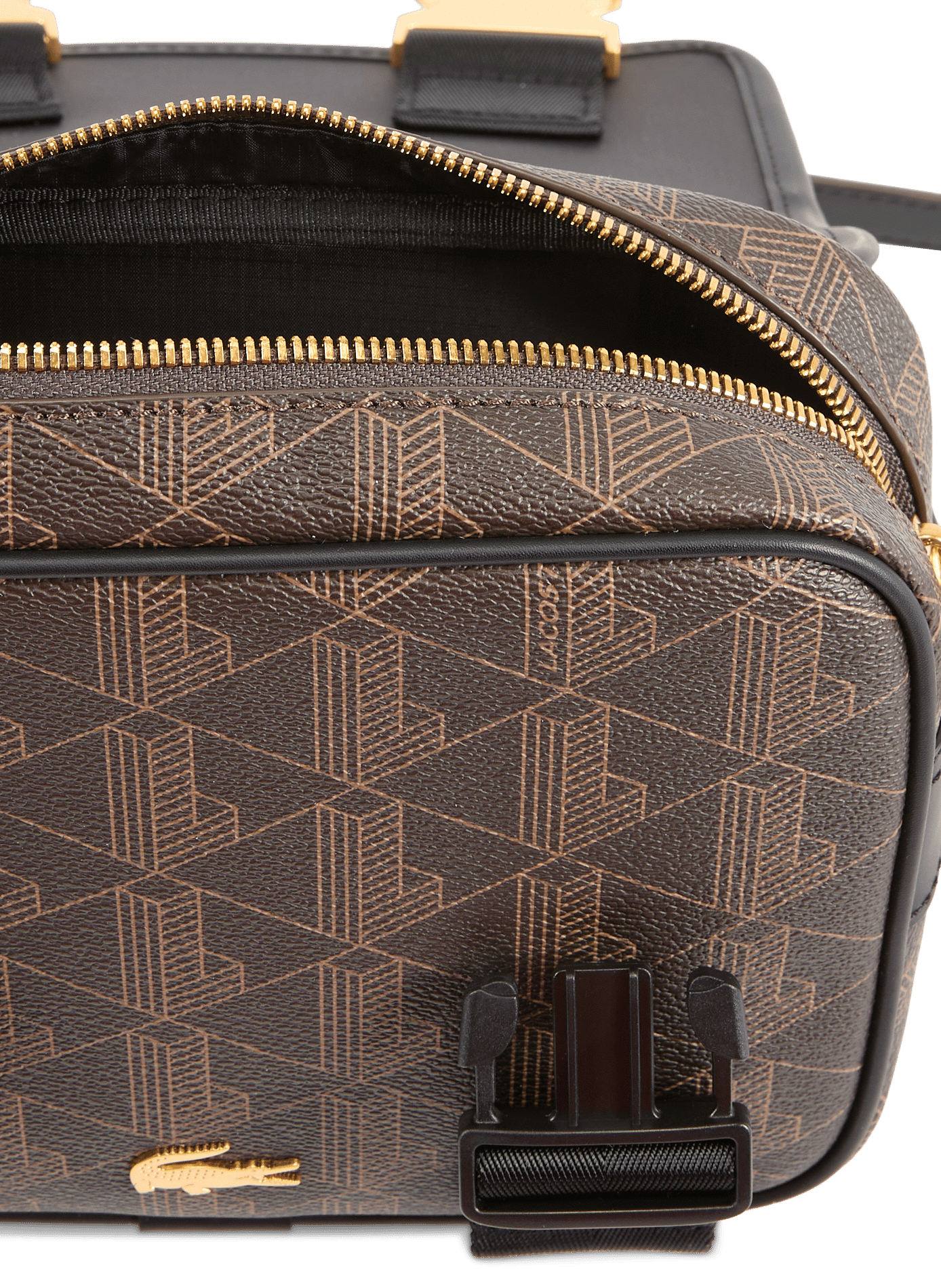 Sac à bandoulière imprimé à logo métallique LACOSTE Marron