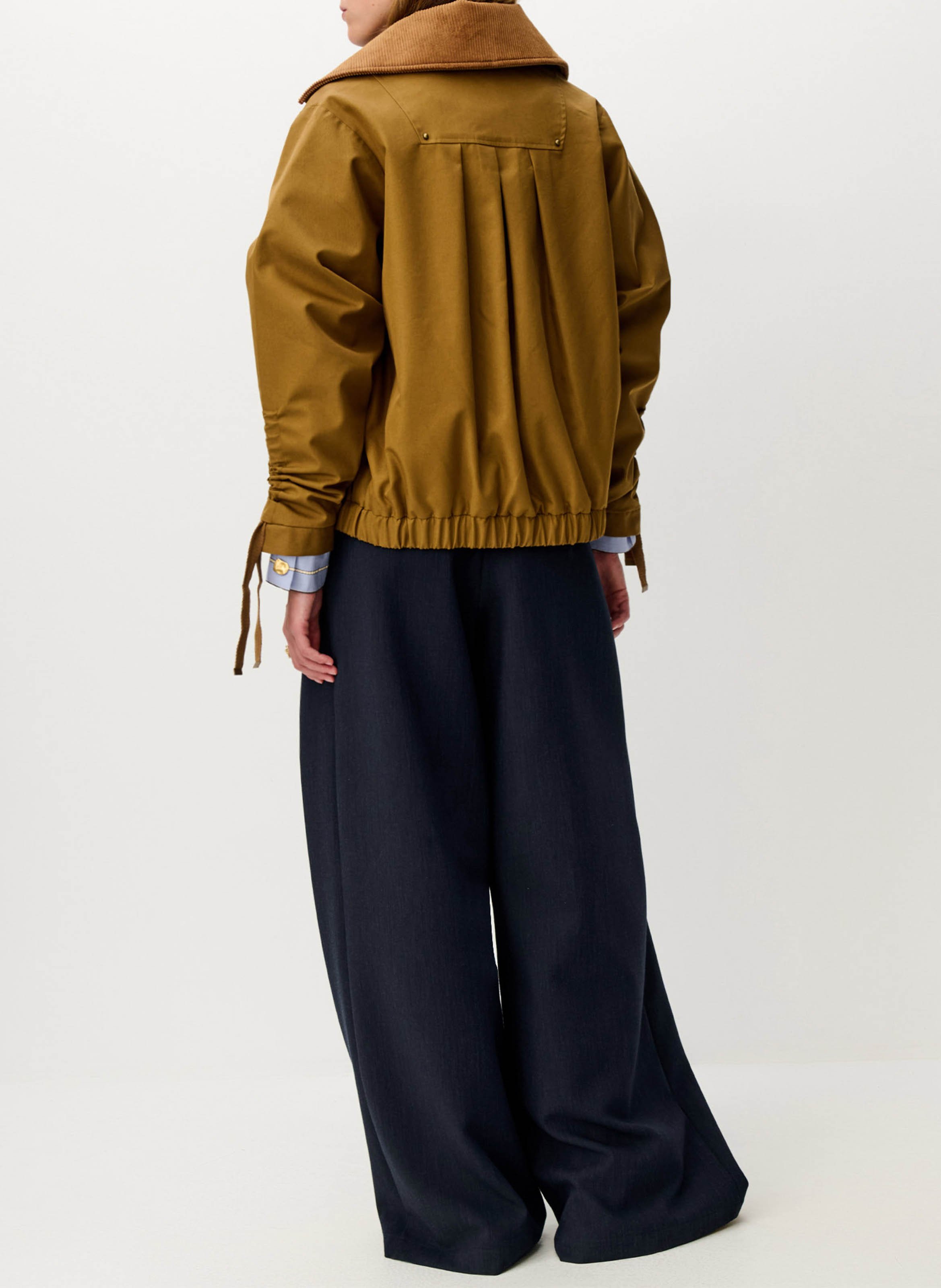 Blouson oversize col classique en coton mélangé diwork SESSUN Marron