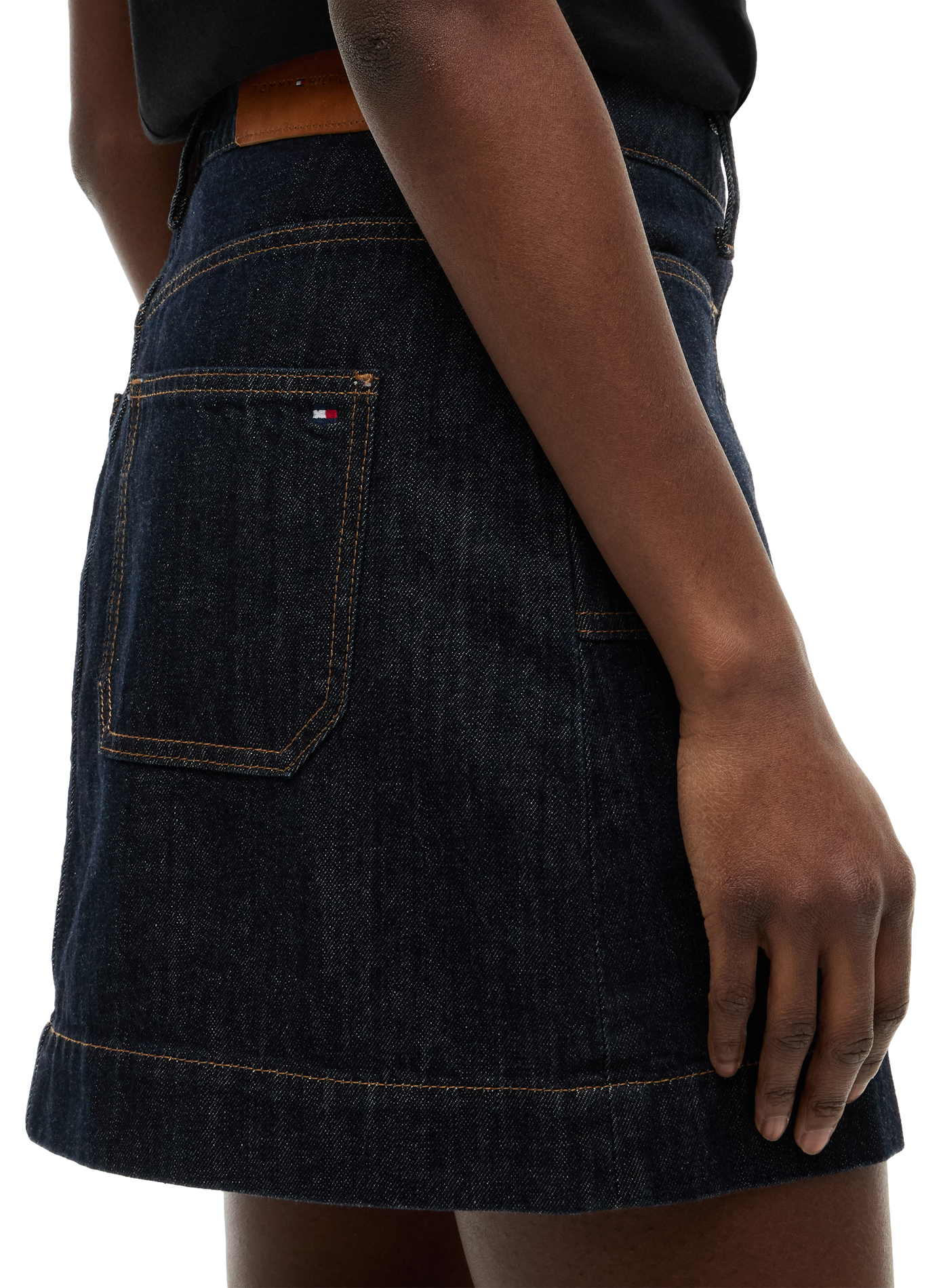 Mini jupe en jeans en coton TOMMY HILFIGER Bleu