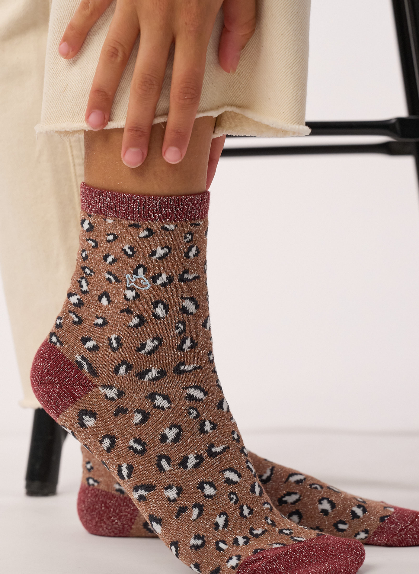 Chaussettes en coton peigné léopard BILLYBELT Marron