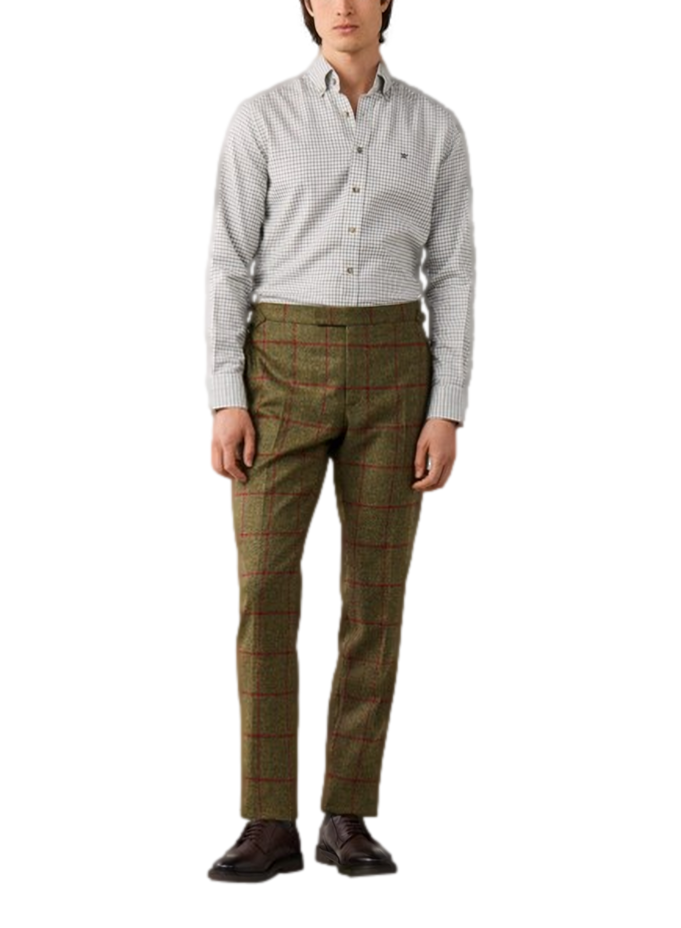 Gerade geschnittenes Baumwollhemd mit Button-down-Kragen und Karomuster HACKETT Grun