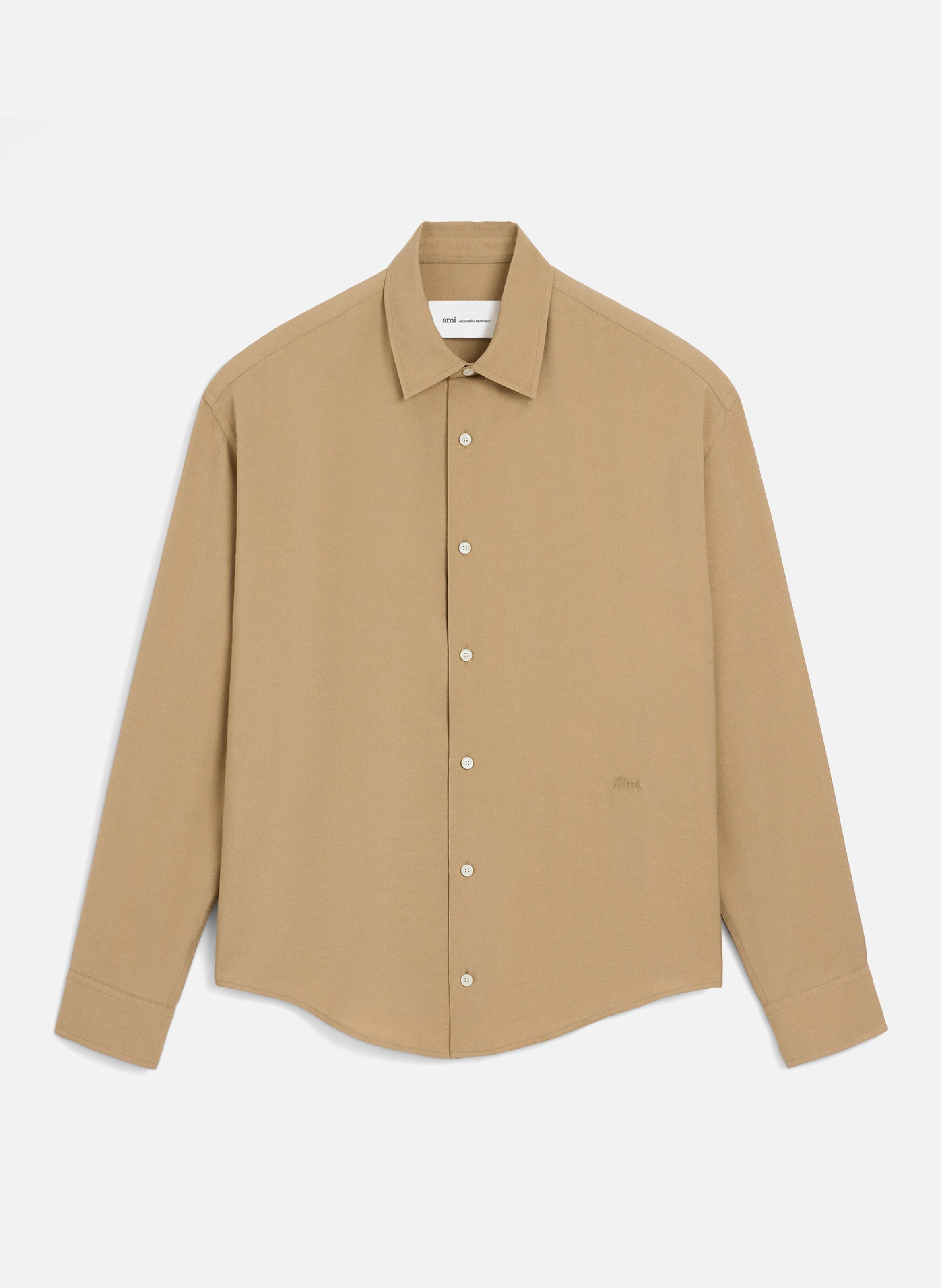 Chemise boxy unisexe en twill de viscose AMI PARIS Beige