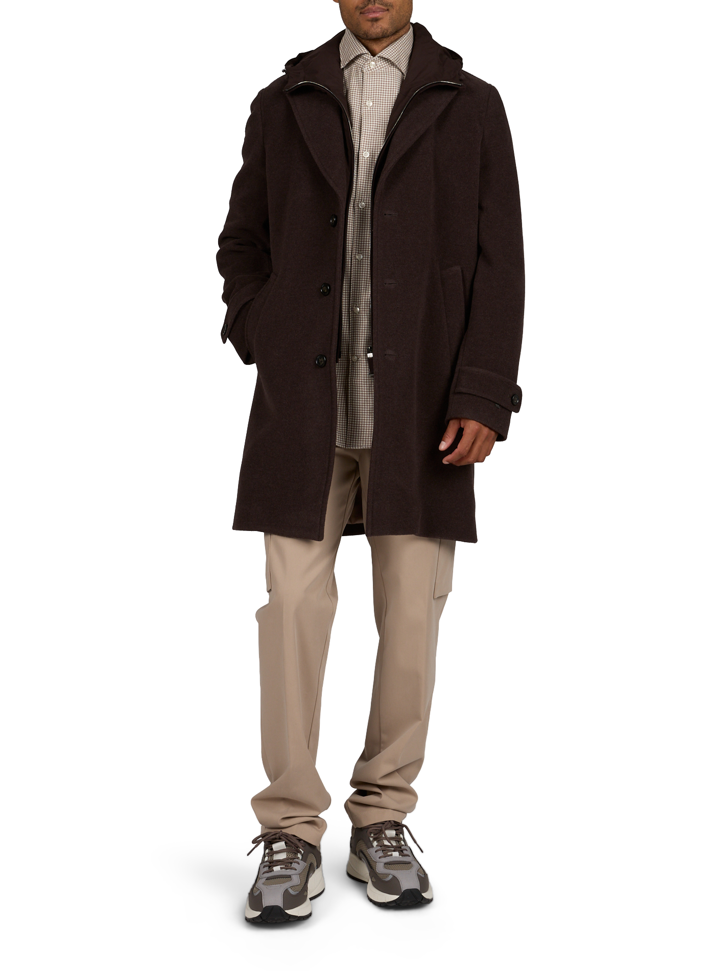 Manteau avec doublure amovible en laine vierge PAUL & SHARK Marron