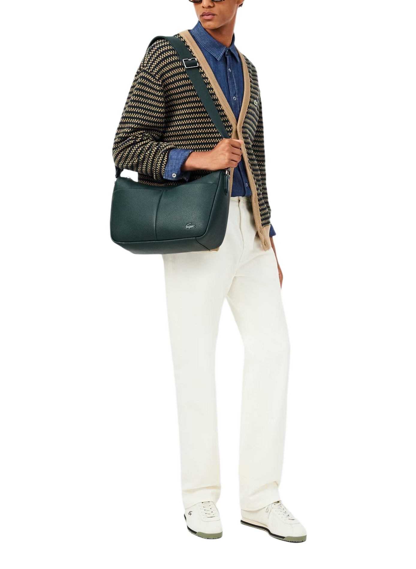 Sac bandoulière en cuir mélangé LACOSTE Grun