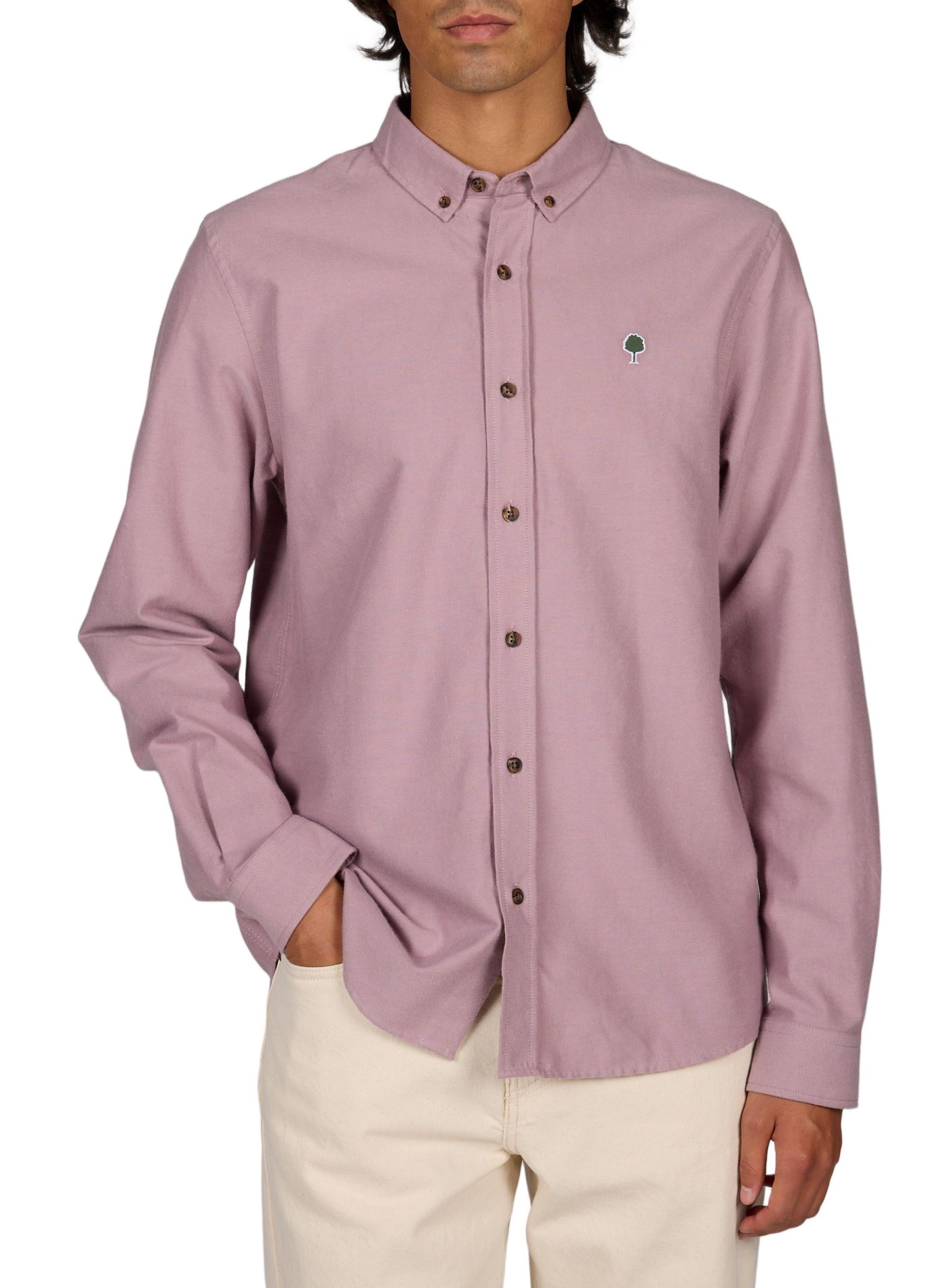 Straight Fit Button-Down Cotton Shirt FAGUO Red