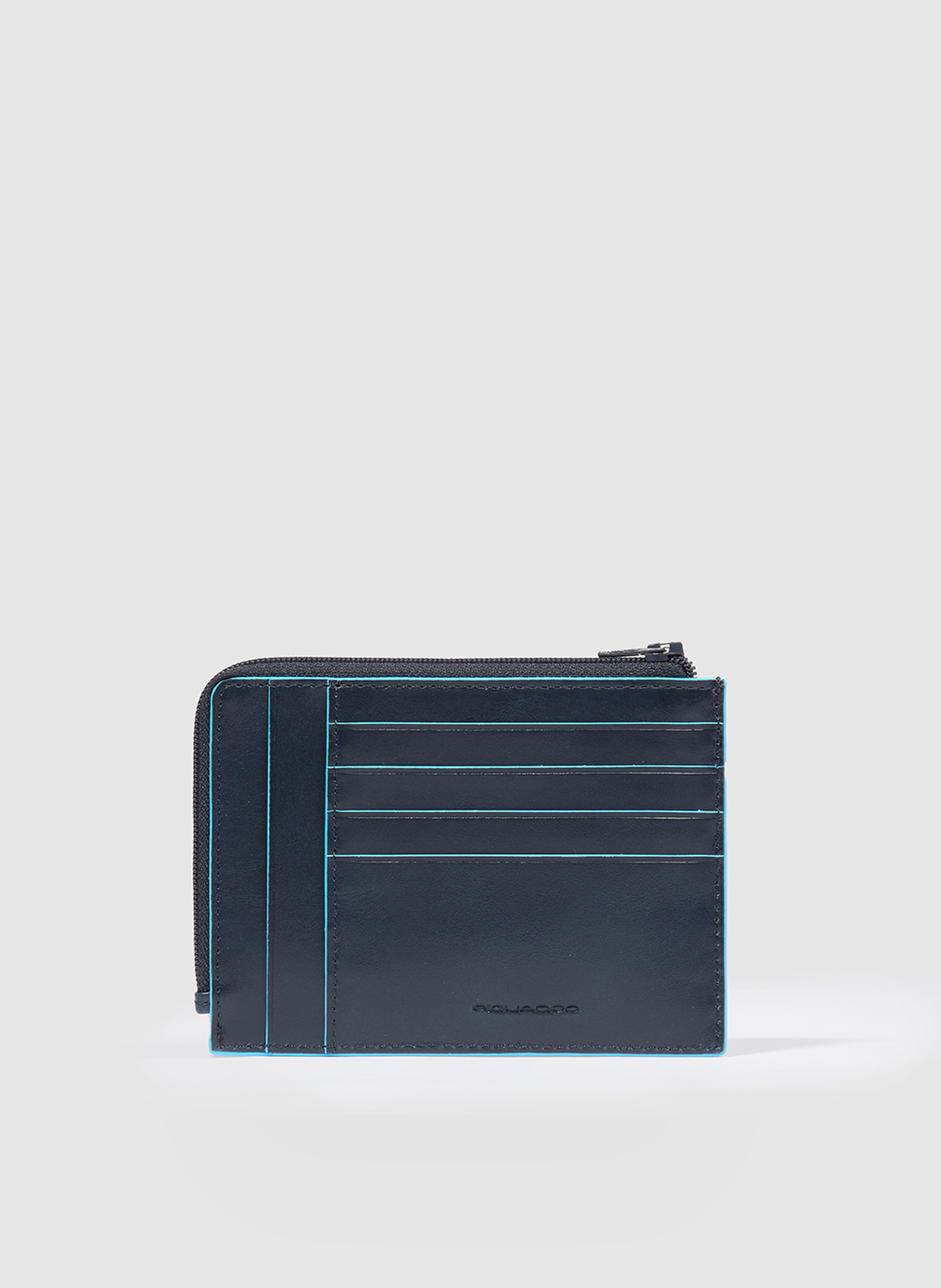 Portemonnee met ritssluiting voor heren met creditcardhouder. PIQUADRO Blauw