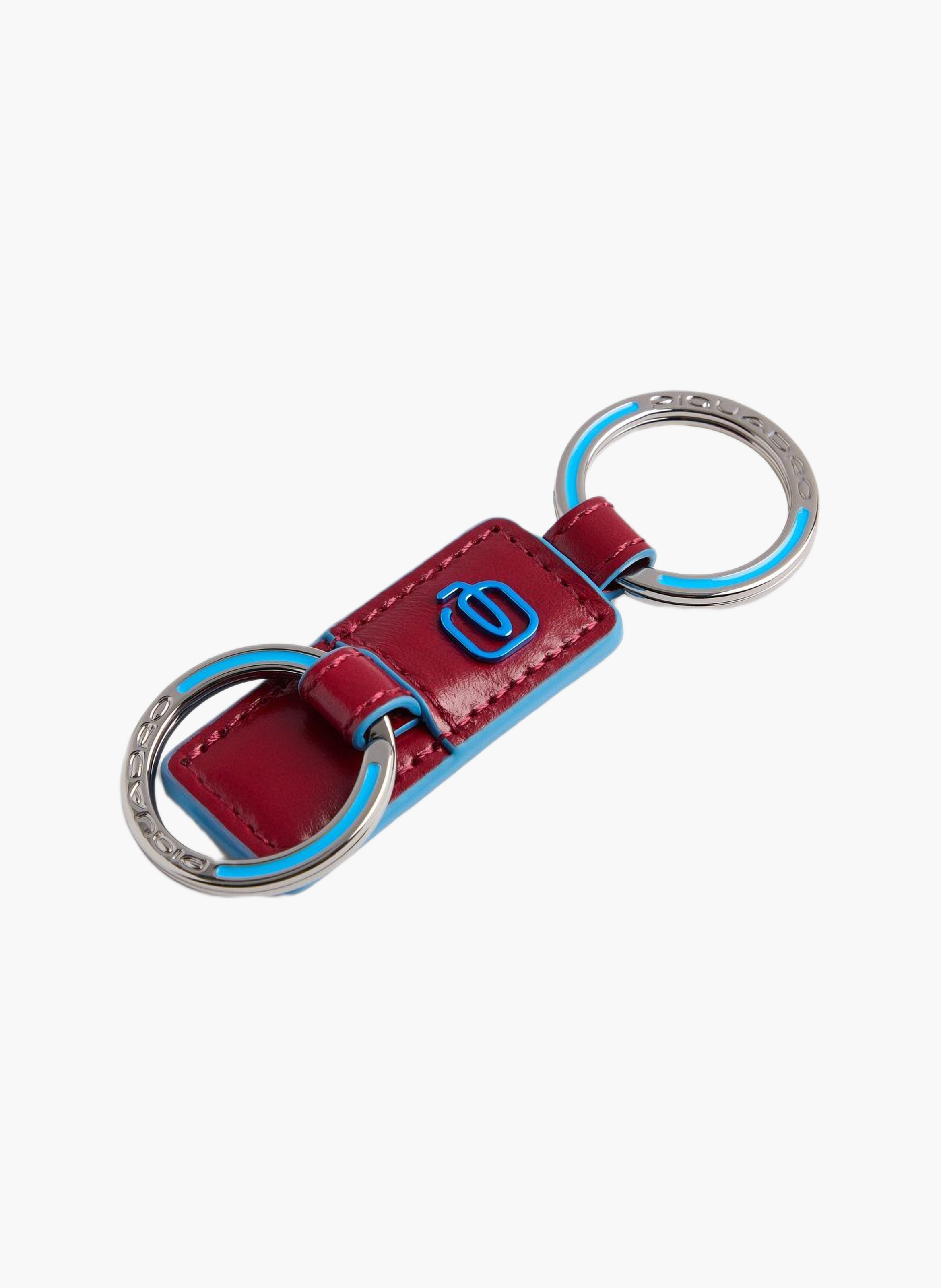 Sleutelhanger van leer met twee ringen PIQUADRO Rood