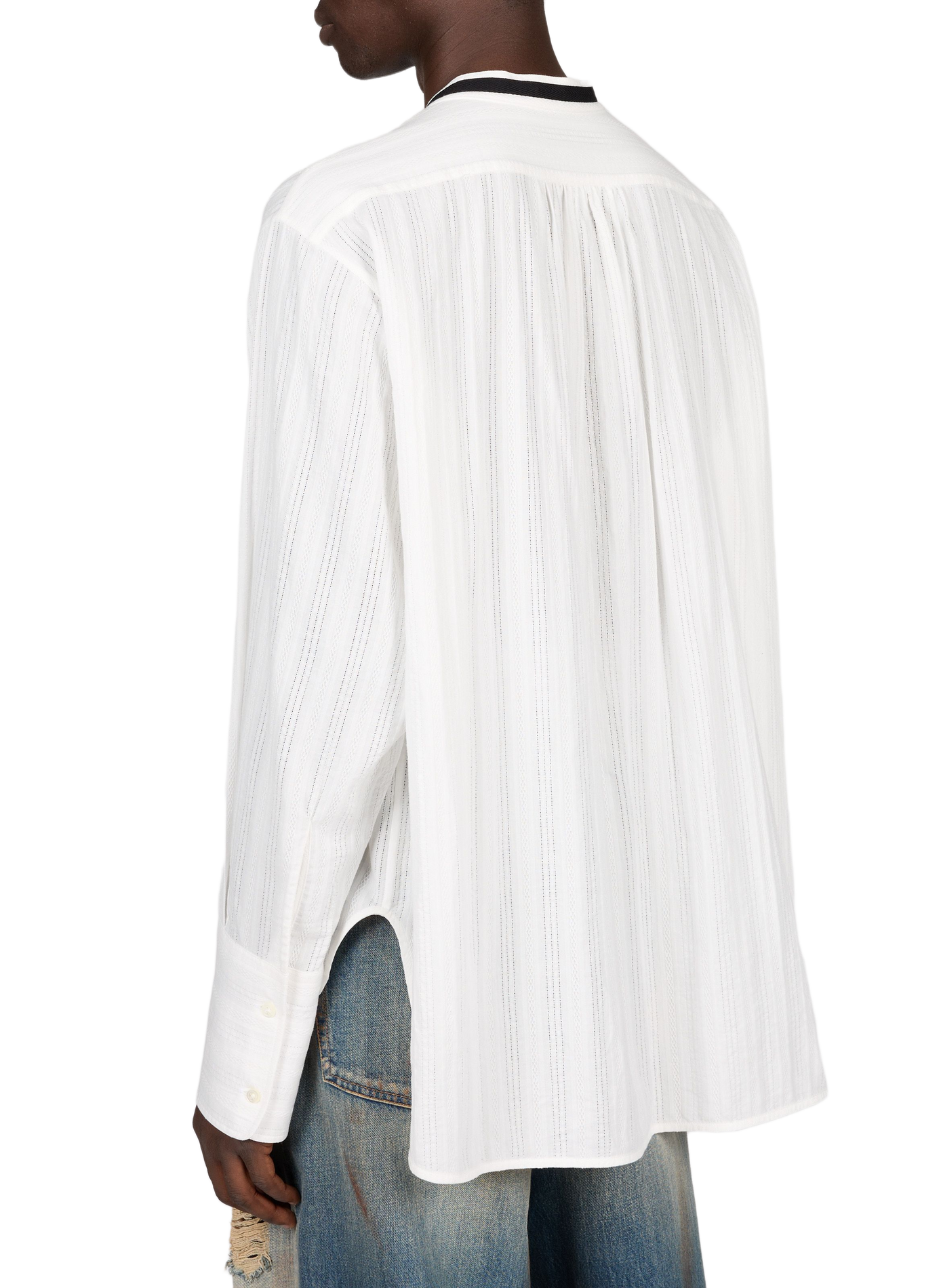Oversized embroidered cotton shirt ANN DEMEULEMEESTER White