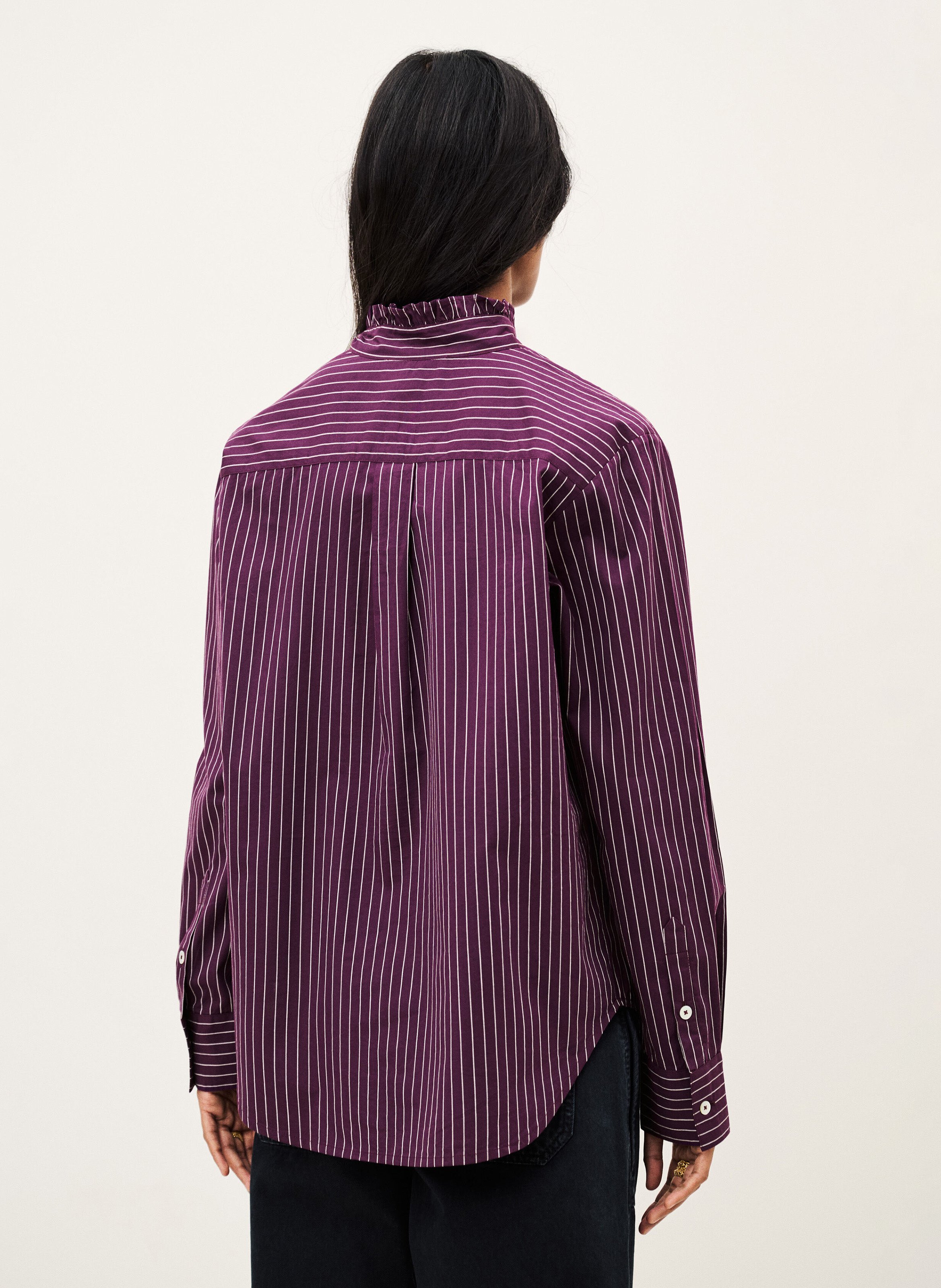 Chemise droite à rayures en coton elvire BA&SH Violet