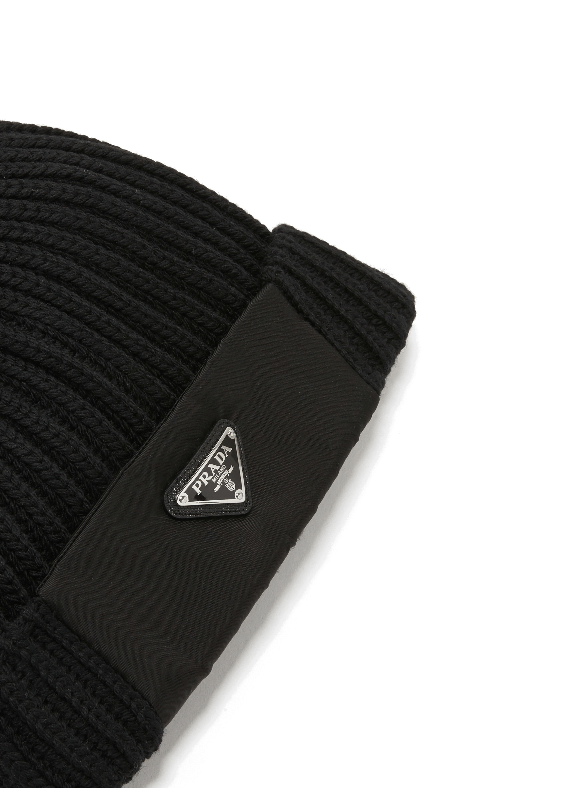Wool beanie hat  PRADA Black