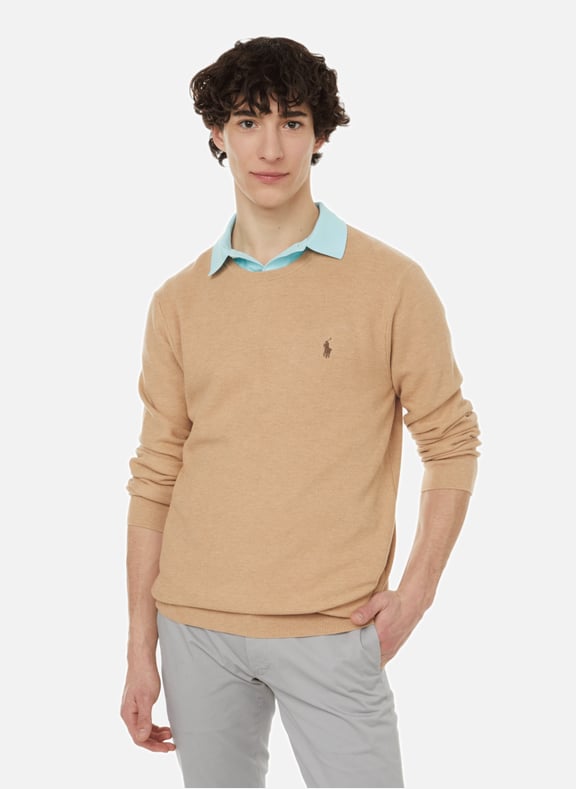 Straight cotton piqué knit jumper Brown by POLO RALPH LAUREN POLO RALPH LAUREN Straight cotton piqué knit jumper Brown