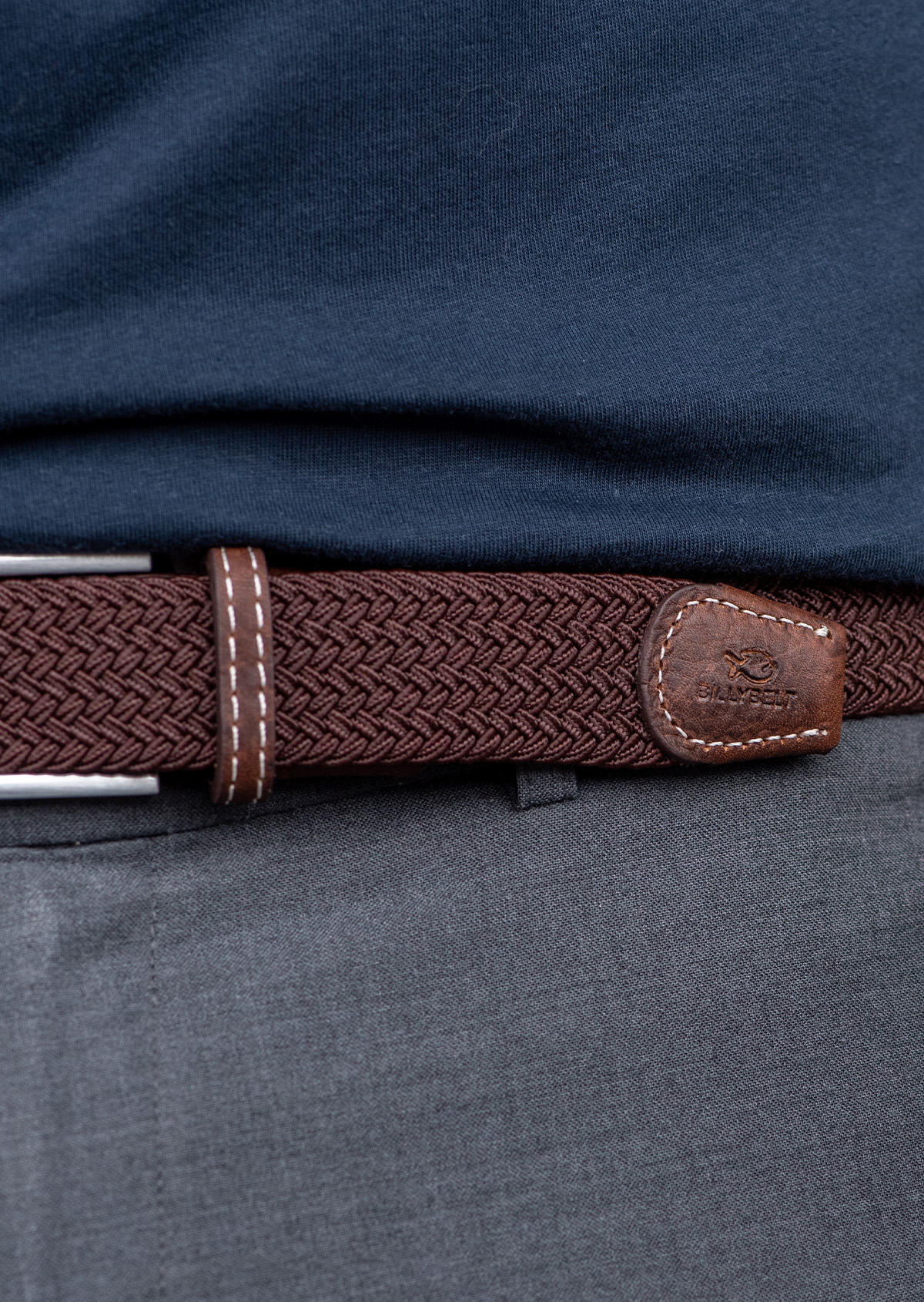 Ceinture tressée élastique unie BILLYBELT Marron