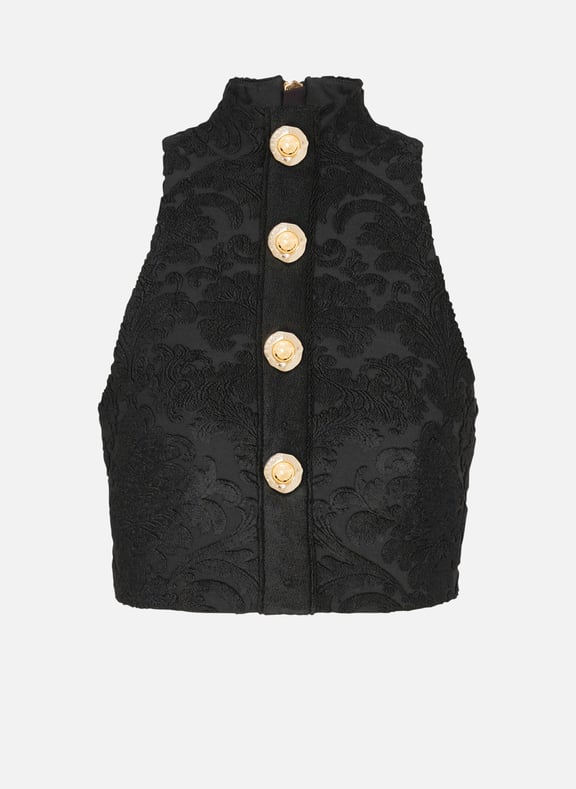 Top à boutons et motif baroque Noir by BALMAIN BALMAIN Top à boutons et motif baroque Noir