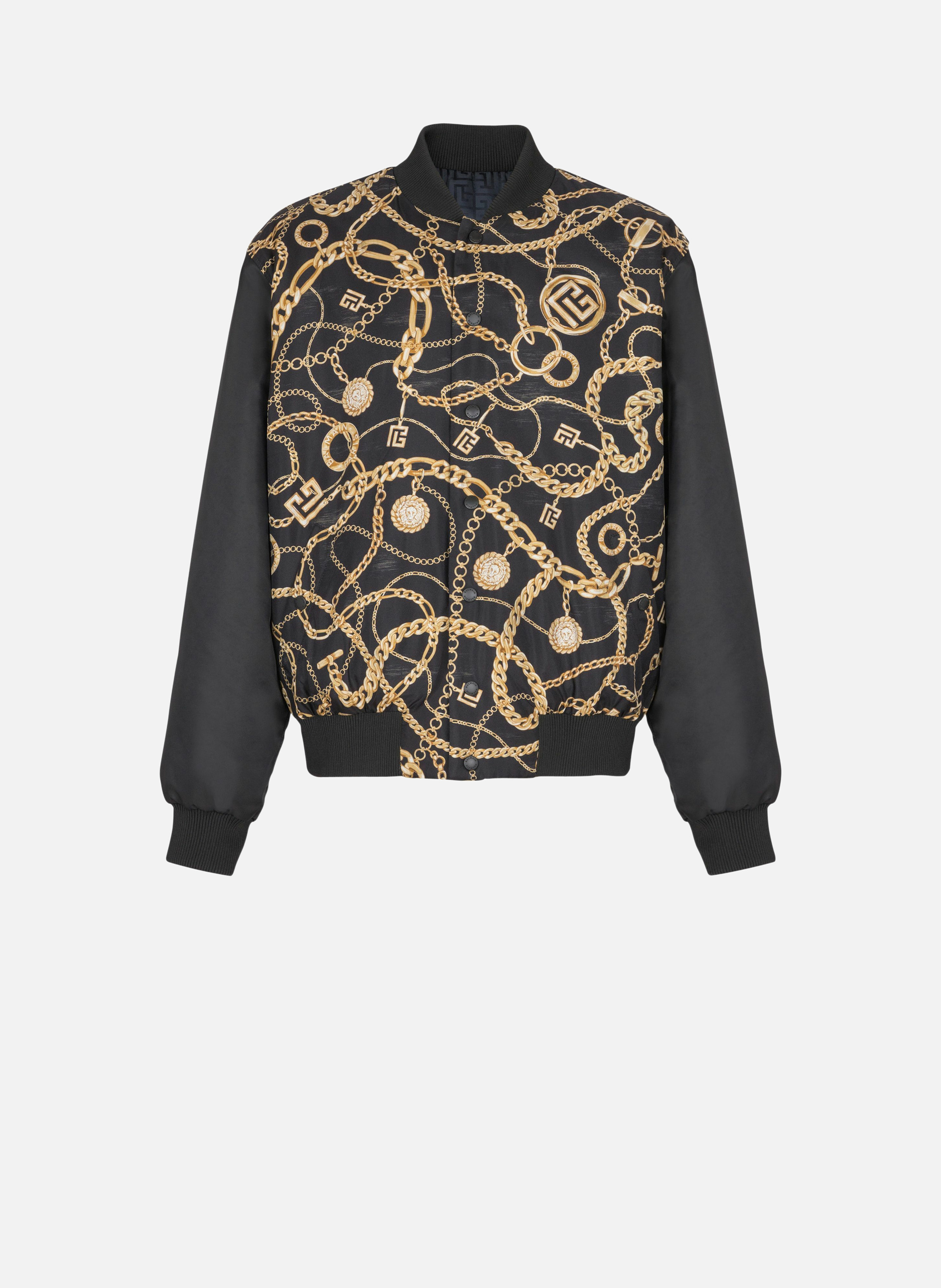 Bomber réversible imprimé motif chaînes BALMAIN Noir