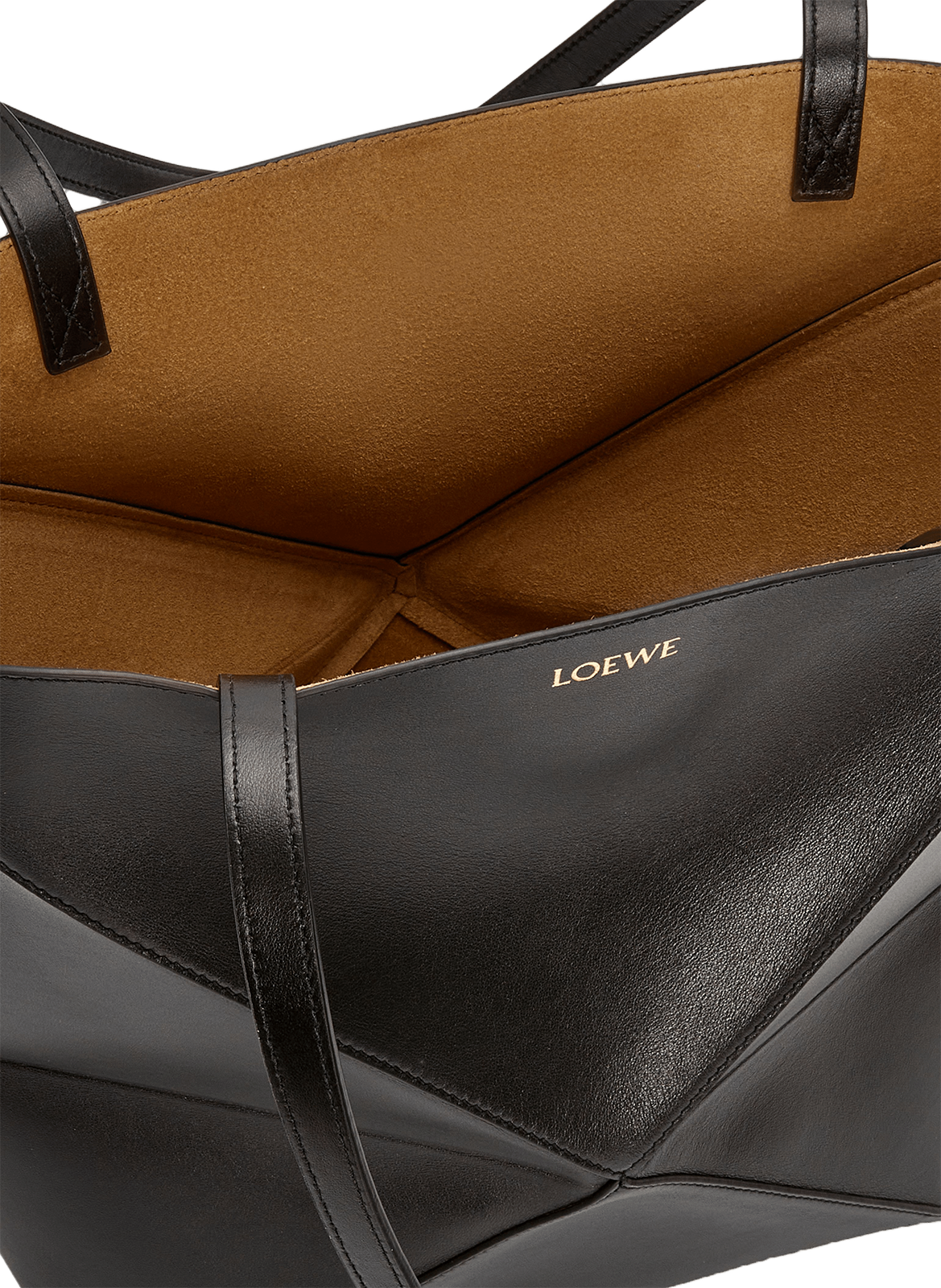 Medium Puzzle Fold leather tote in shiny calfskin LOEWE Black