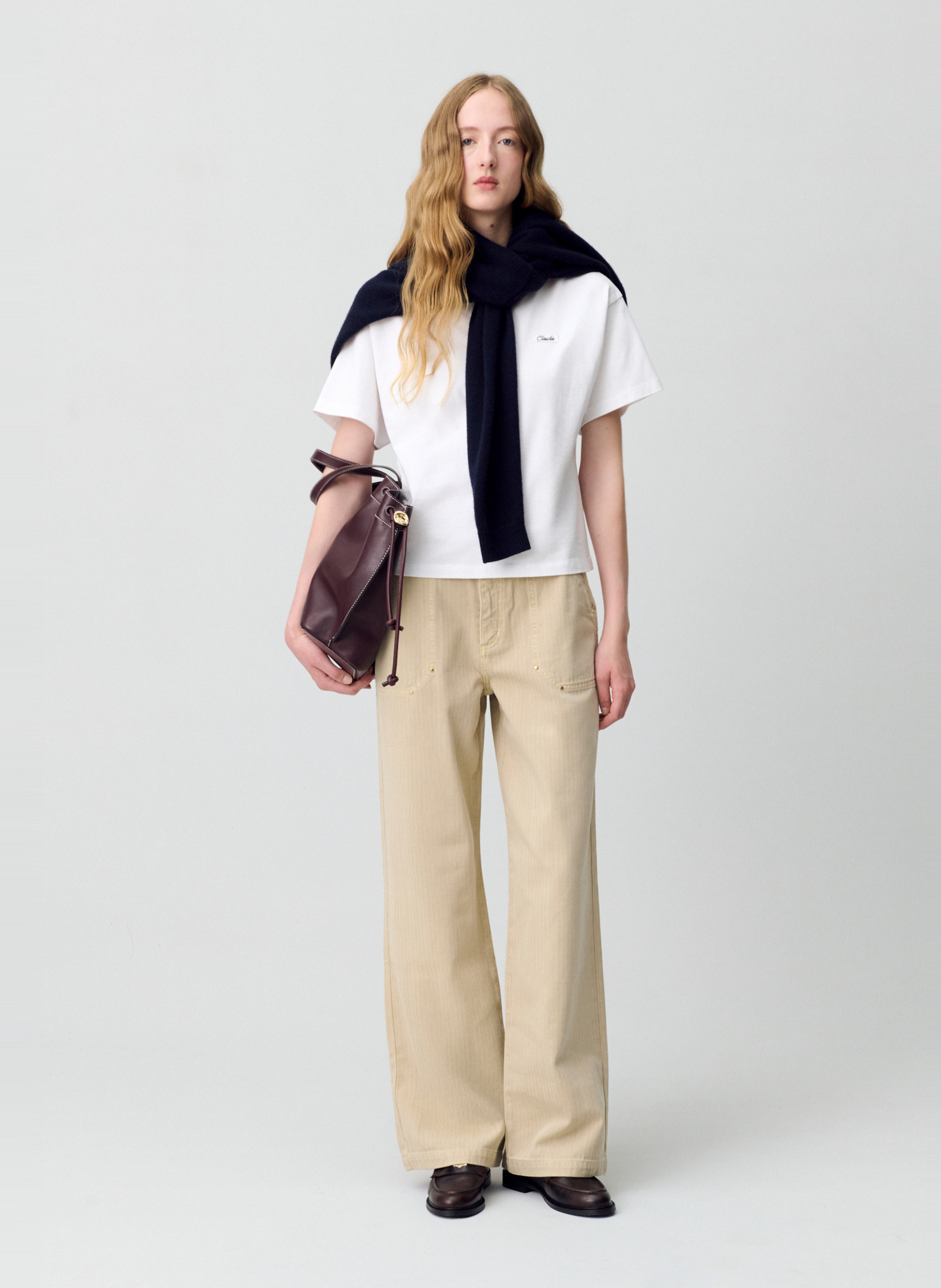 Jean droit en coton CLAUDIE PIERLOT Beige