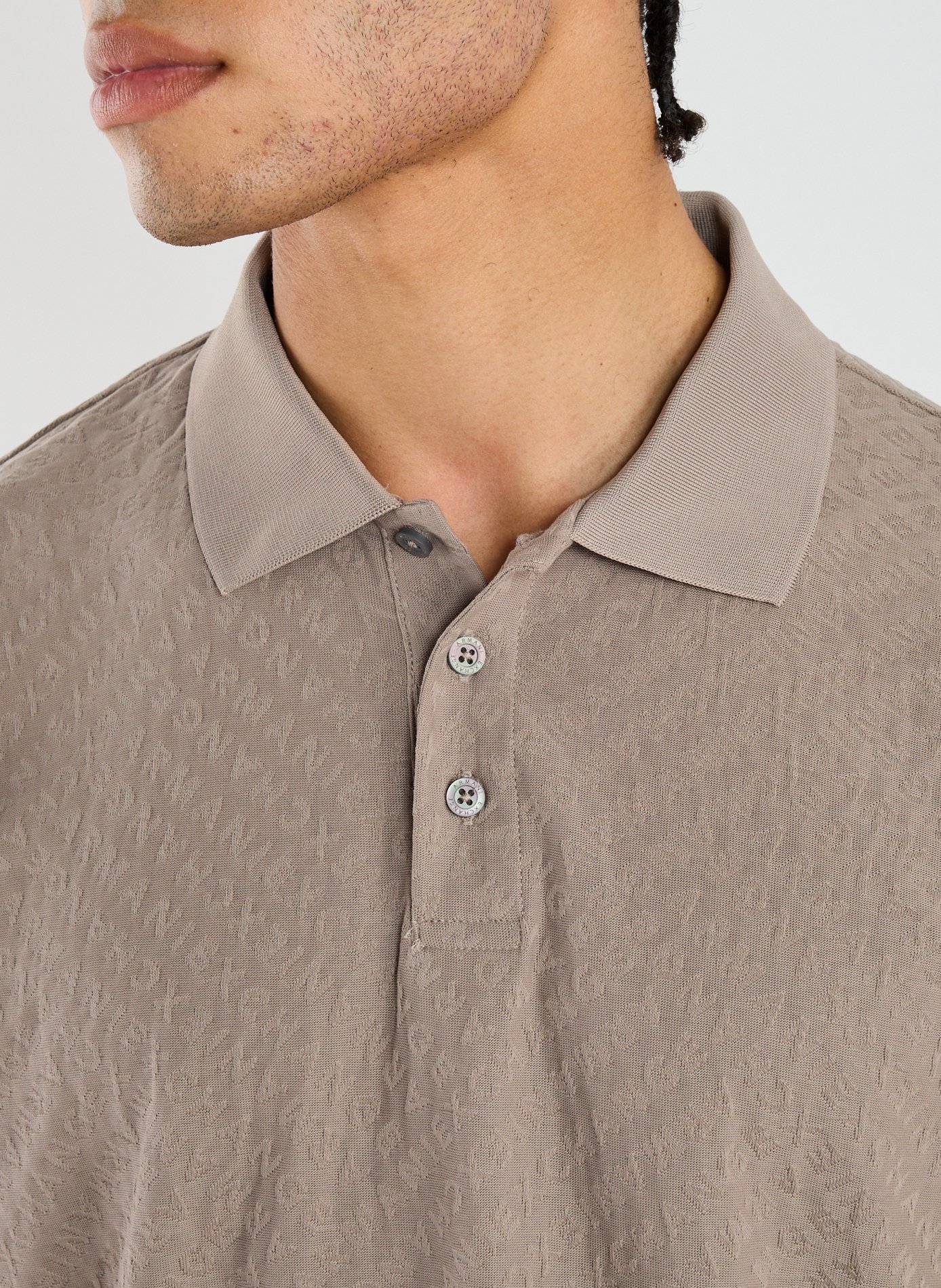 Short-sleeved jacquard cotton polo ARMANI EXCHANGE Brown