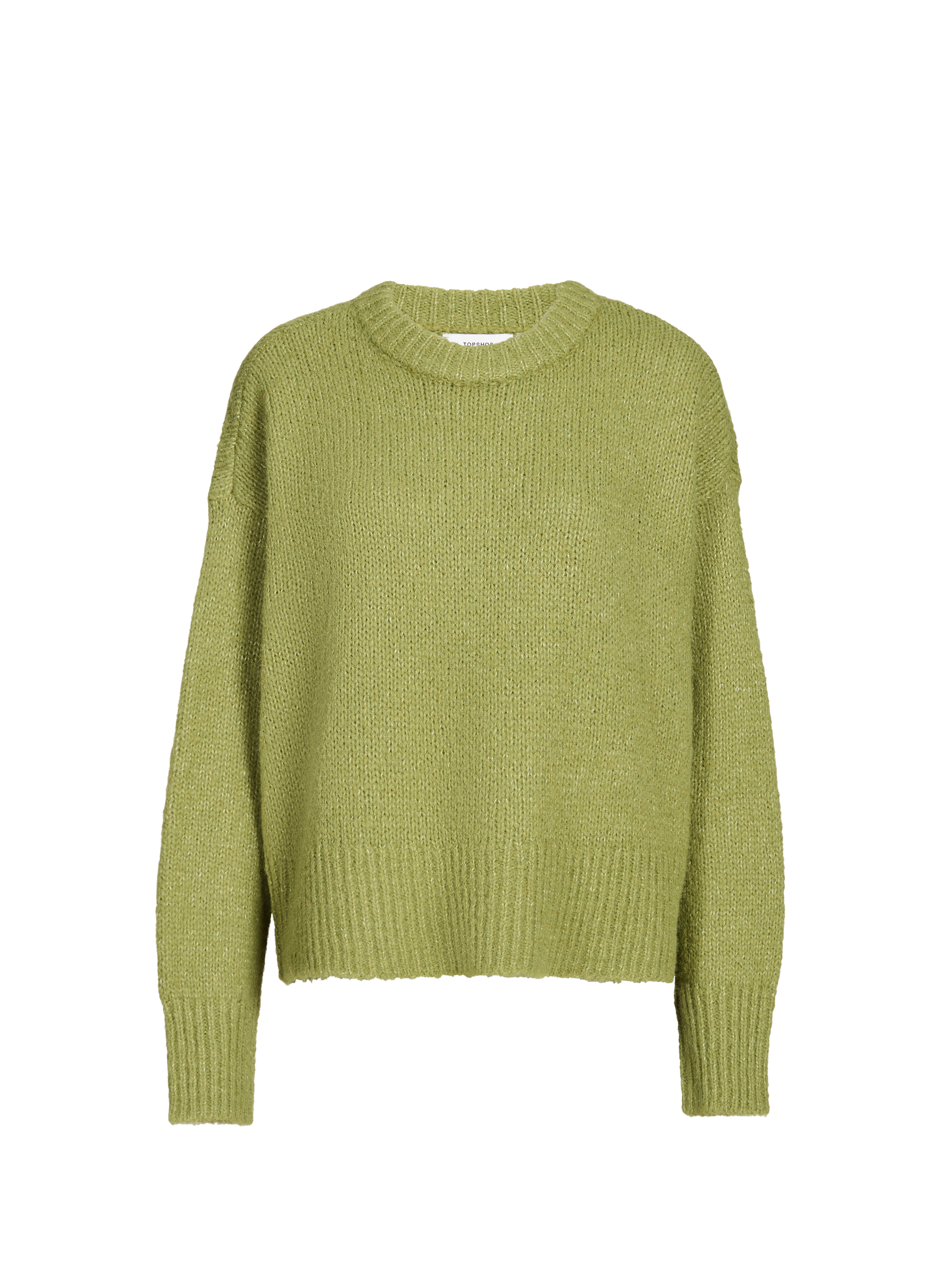 Pull col rond en maille TOPSHOP Vert