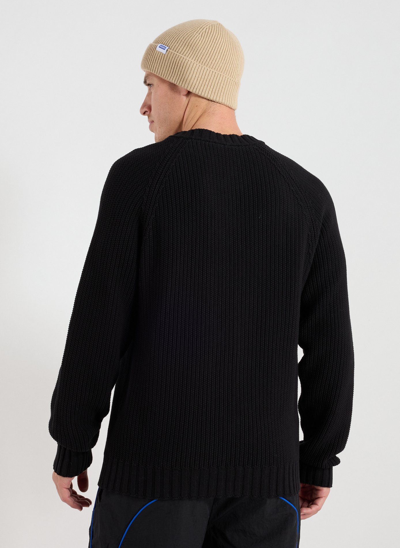 Pull col rond en coton HUGO BLUE Noir